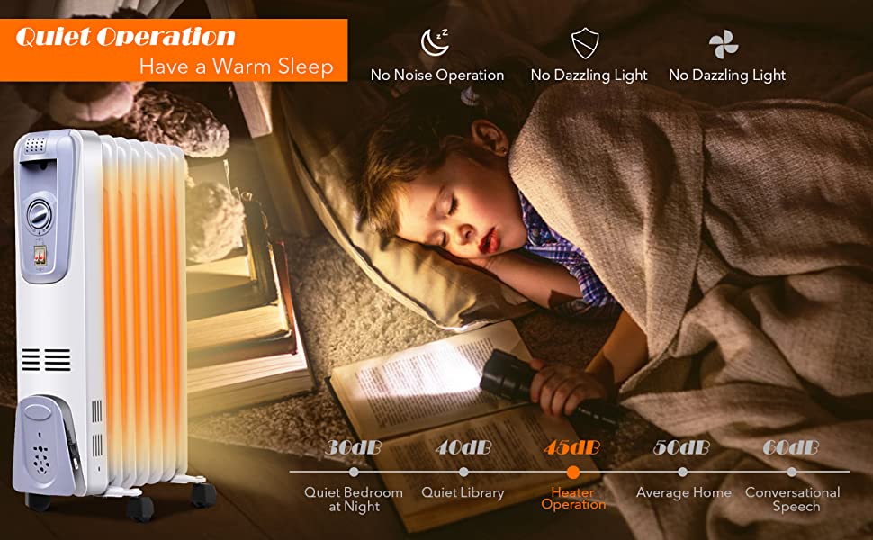 1500W Electric Oil Filled Radiator with 4 Bottom Wheels