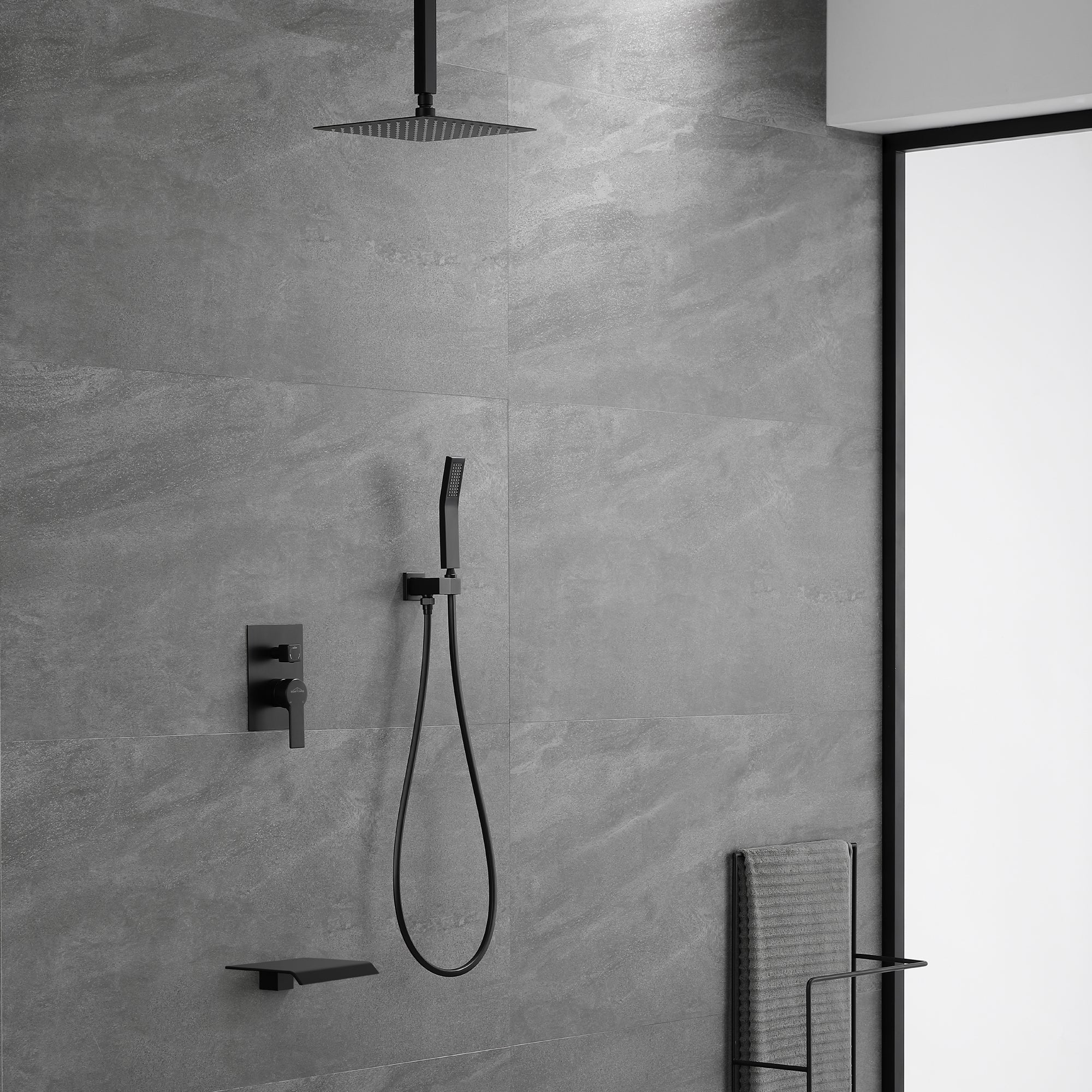 Boyel Living Ceiling Mount Single-Handle 1-Spray Tub and Shower Faucet with 10 in. Fixed shower head (Valve Included)-Boyel Living