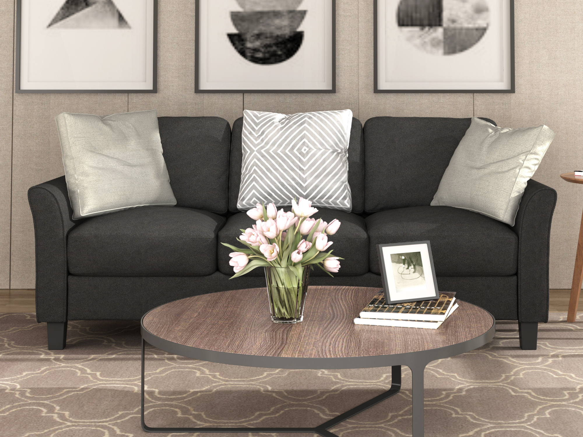 3-Seat Sofa Living Room Linen Fabric Sofa (3-Seat Sofa)-Boyel Living