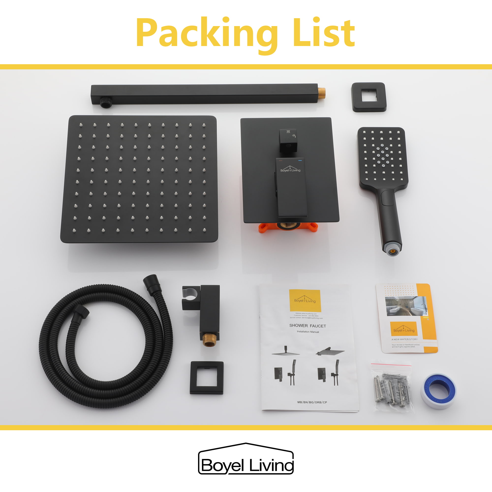 Boyel Living 10 in. 2.5 GPM Wall Mount Rain Dual Shower Heads Shower System in Brushed Nickel/Matte Black-Boyel Living