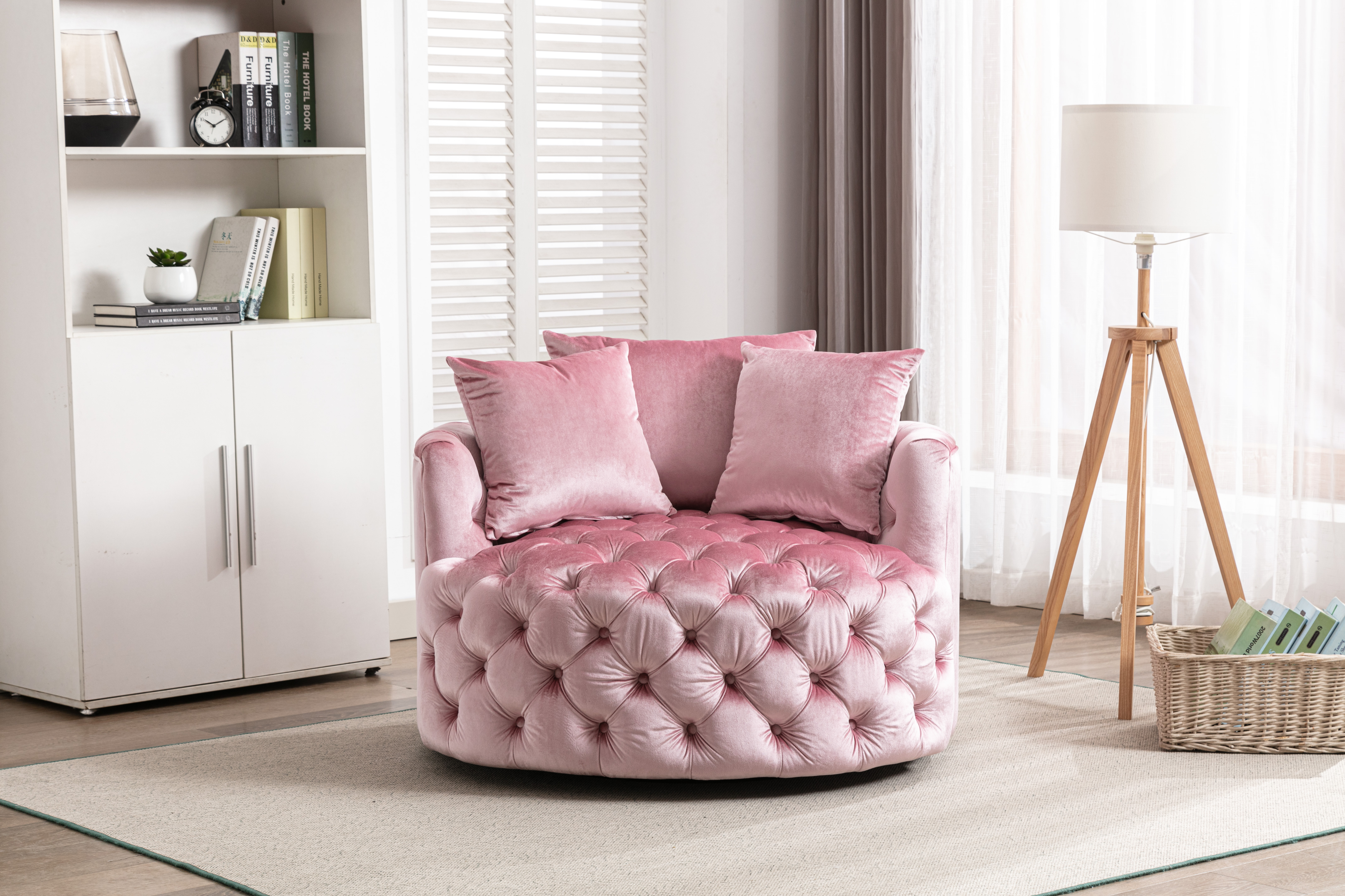 Coolmore Modern  Akili  swivel accent chair  barrel chair  for hotel living room / Modern  leisure chair-Boyel Living