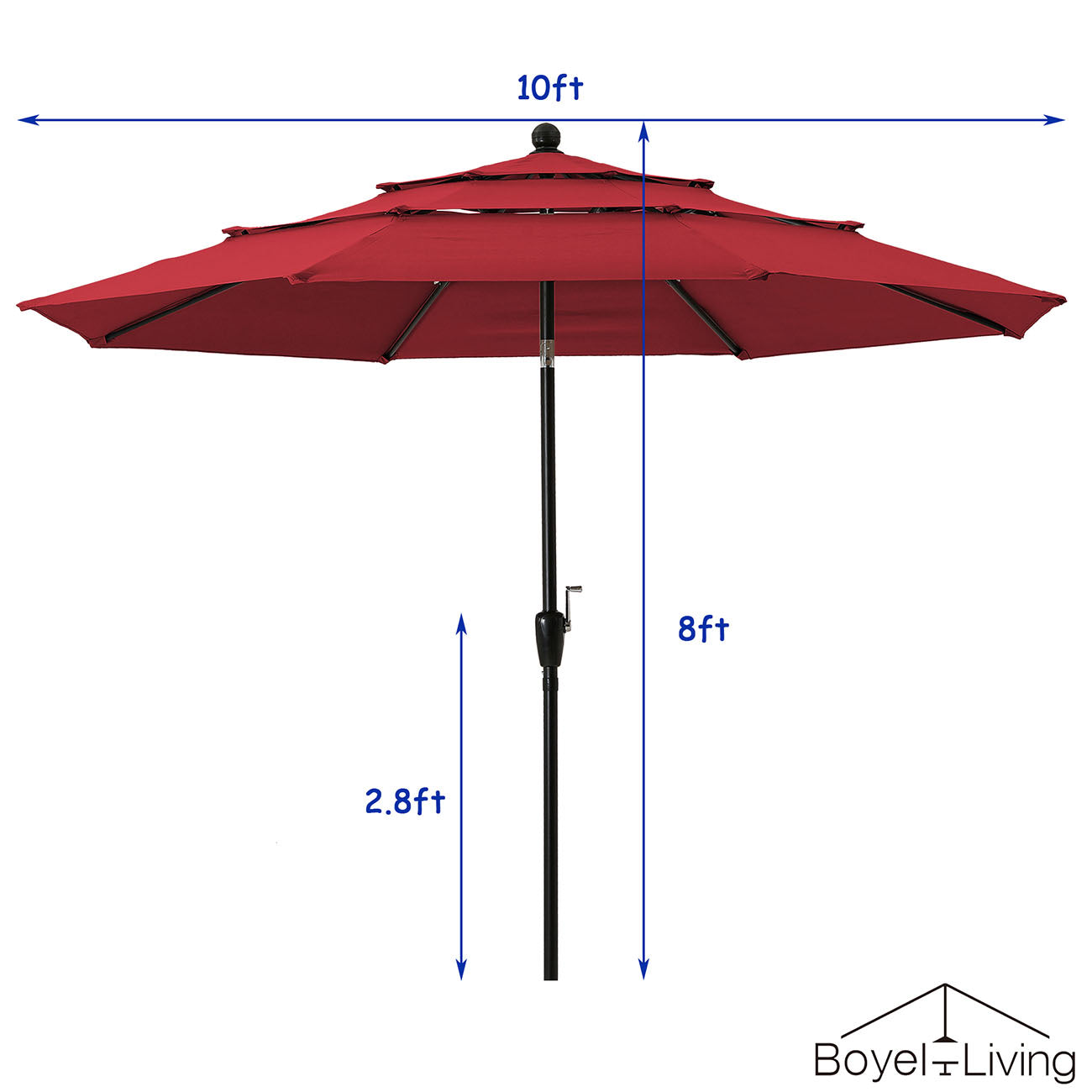 Boyel Living 10ft Patio Umbrella with Double Airvent (Burgundy)-Boyel Living