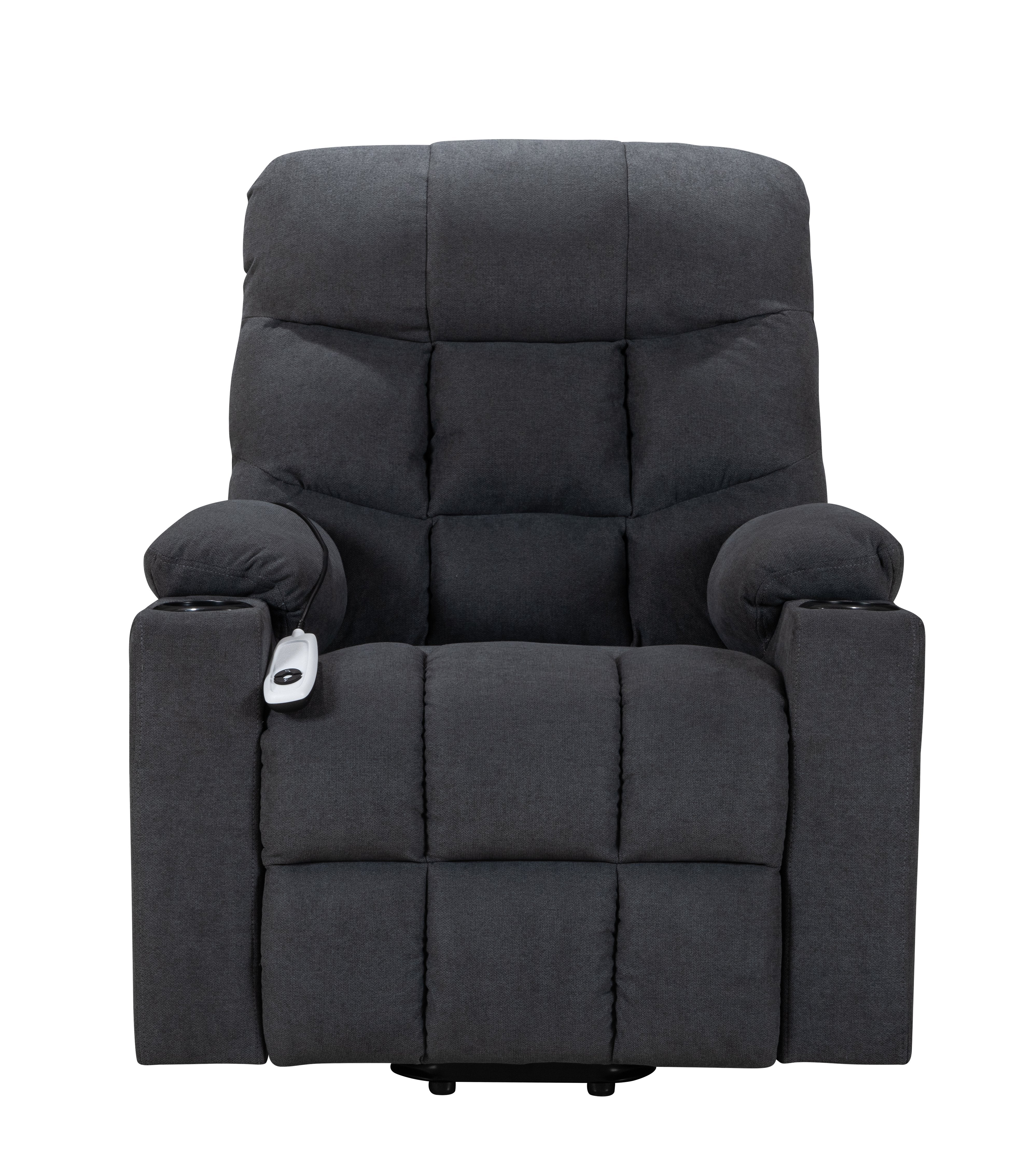 Power Lift Recliner for Elderly, Heated and Massage, with Cup Holders and Two Side Pocket, USB Ports-Boyel Living
