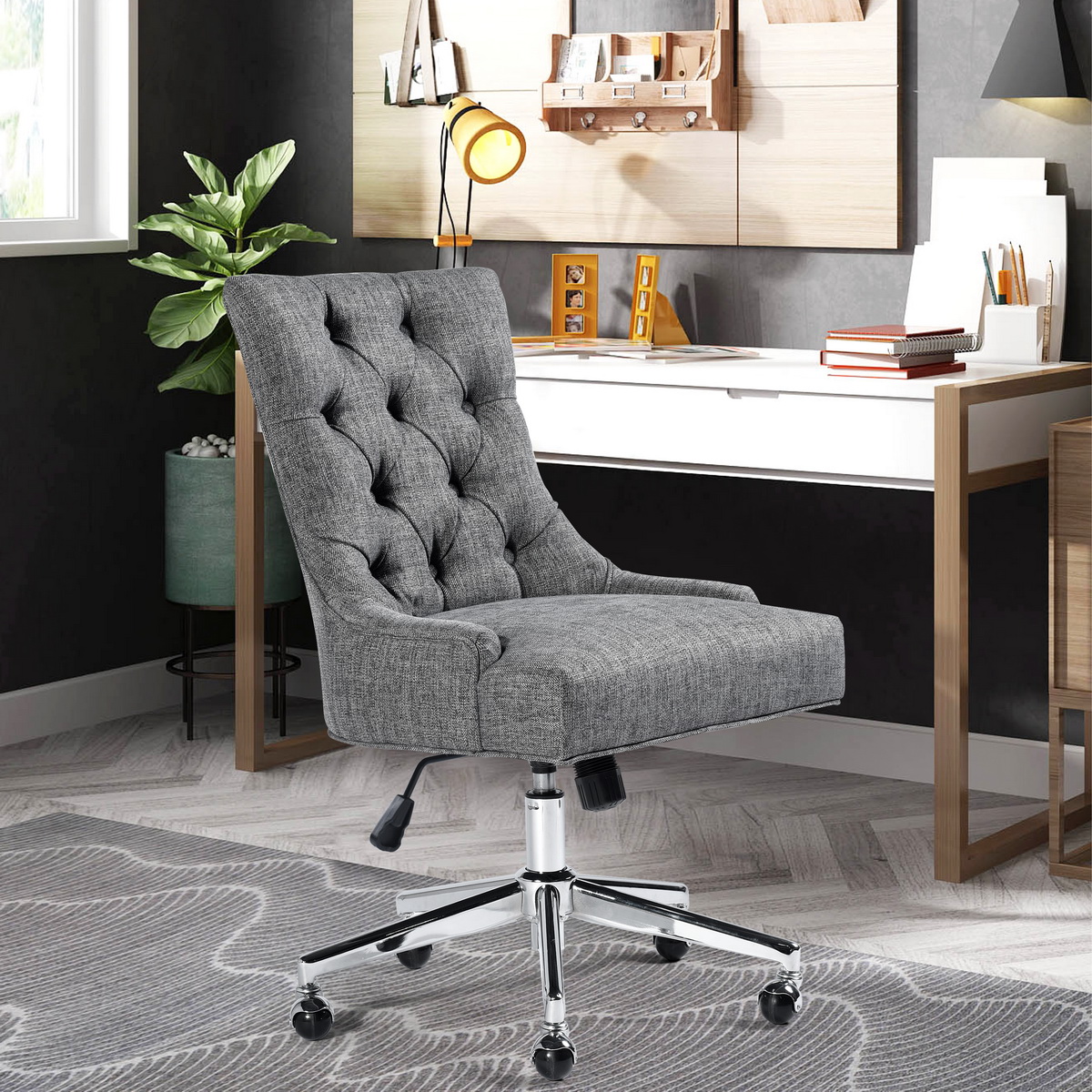 Adjustable Fabric Middle Office Chair Task Chair Tufted Design-Boyel Living