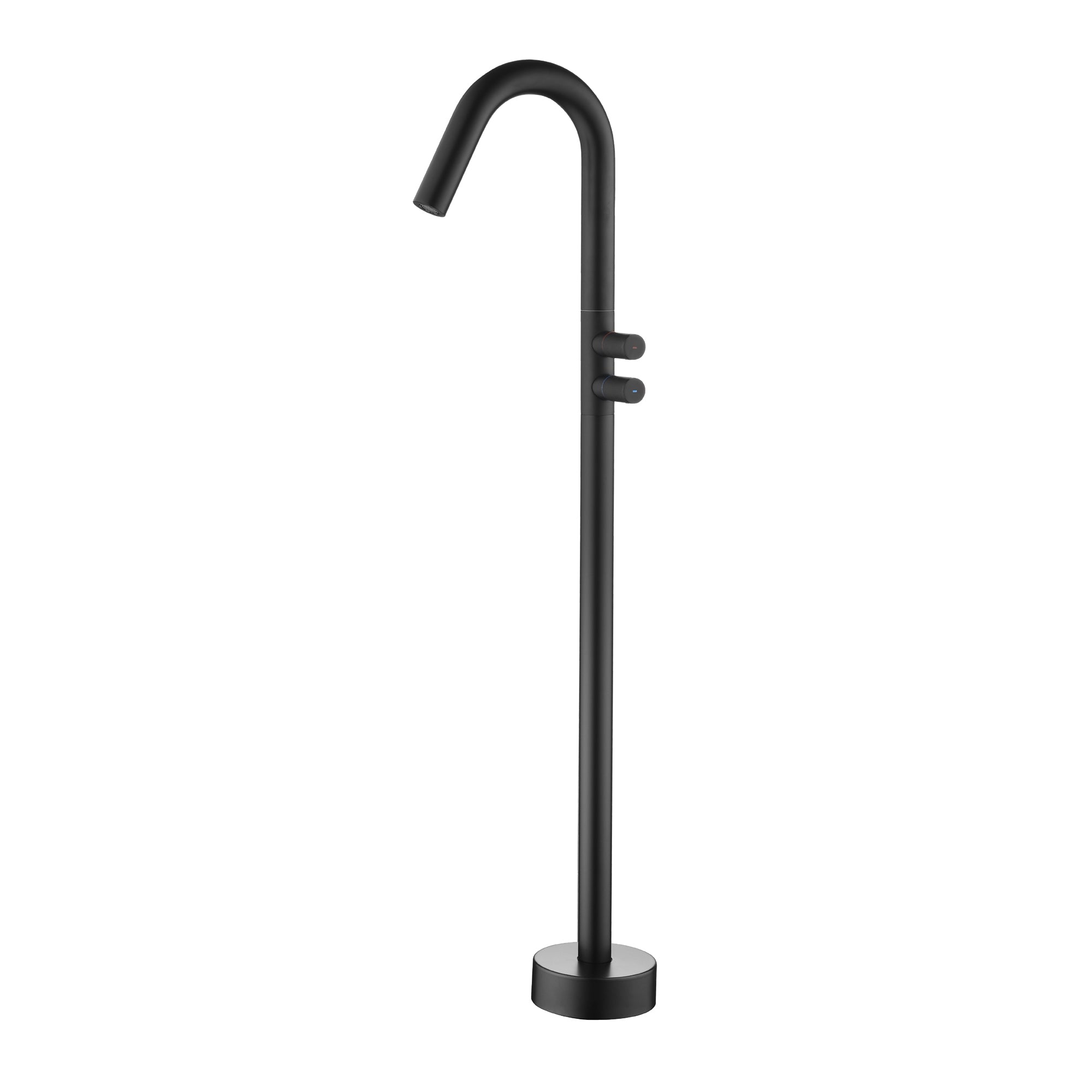 Boyel Living Freestanding Floor Mount 2-Handle Bath Tub Filler Faucet with Water Supply Lines in Matte Black-Boyel Living