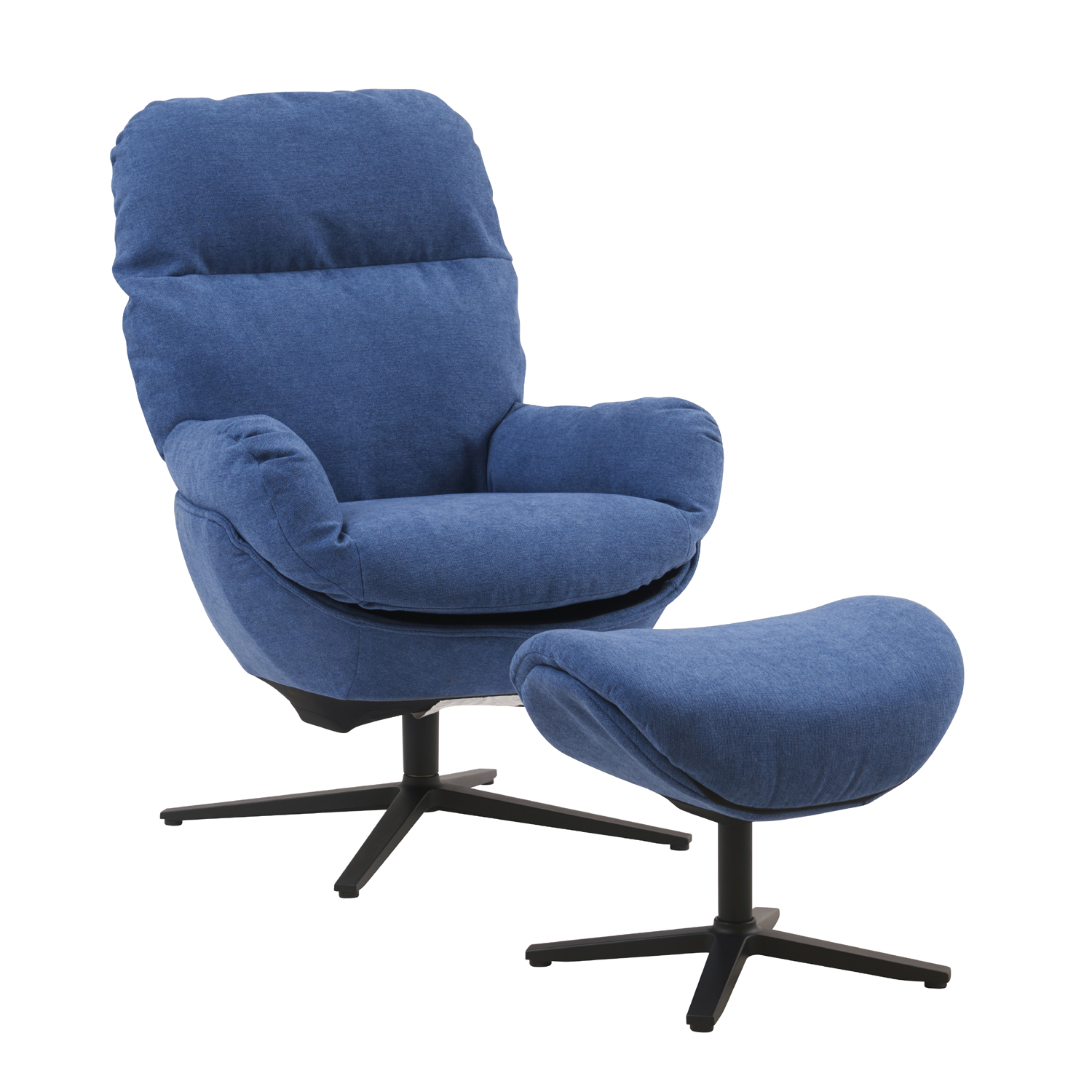 glider chair w/ with ottoman, swivel lounge chair W/ ottoman, accent lazy recliner , arm chair /rocking footstool,aluminum alloy  base, comfy fabric leisure sofa chair，300LB Blue-Boyel Living
