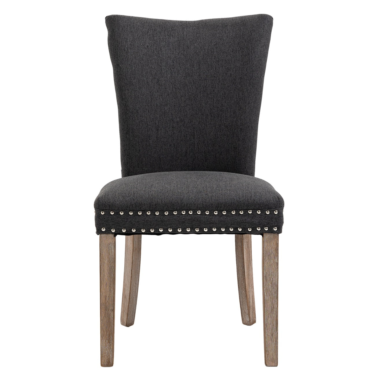 40 in. Classic Dark gray Linen Fabric Nailhead Tufted Parsons Chairs, Dining Chair with 4 Solid Wood Legs, Set of 2