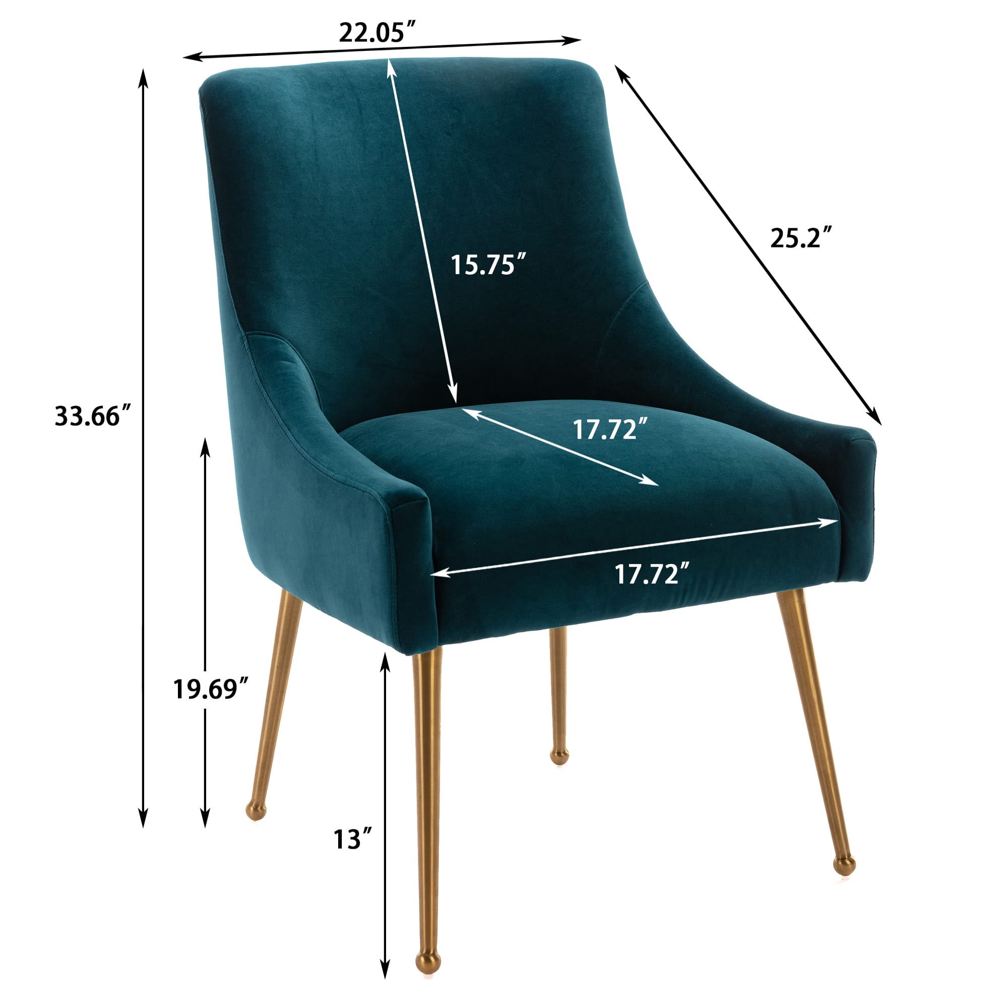 Velvet Dining Chair, Accent Side Chair With Adjustable Foot Nails, Set of 2-Boyel Living