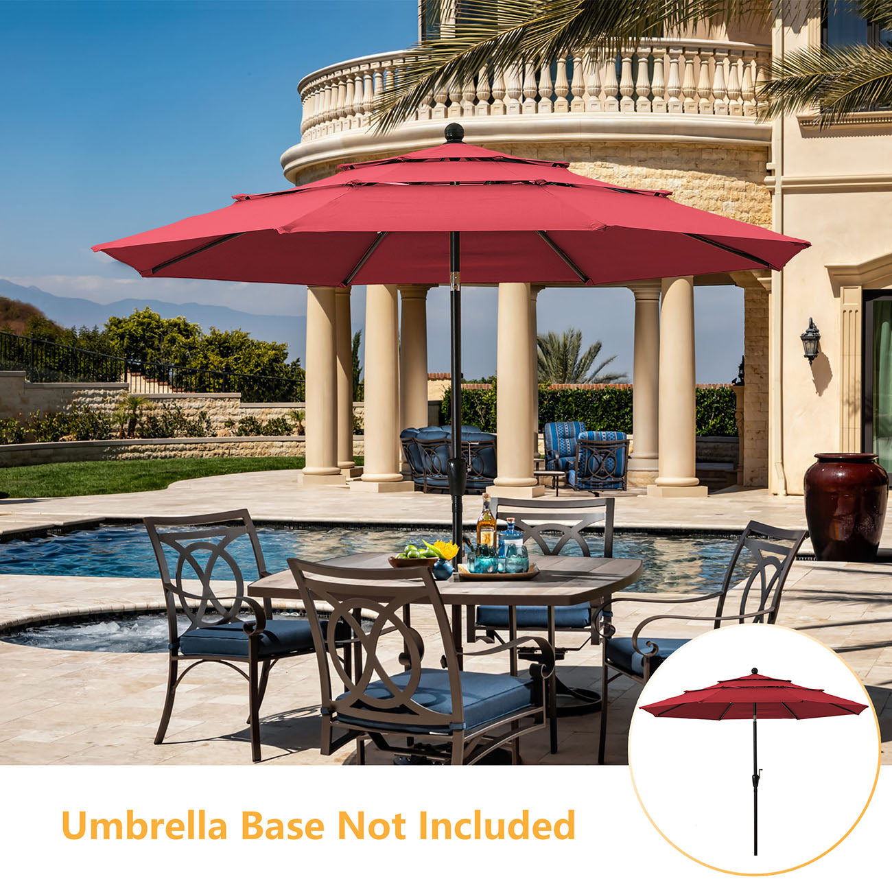 Boyel Living 10ft Patio Umbrella with Double Airvent (Burgundy)-Boyel Living