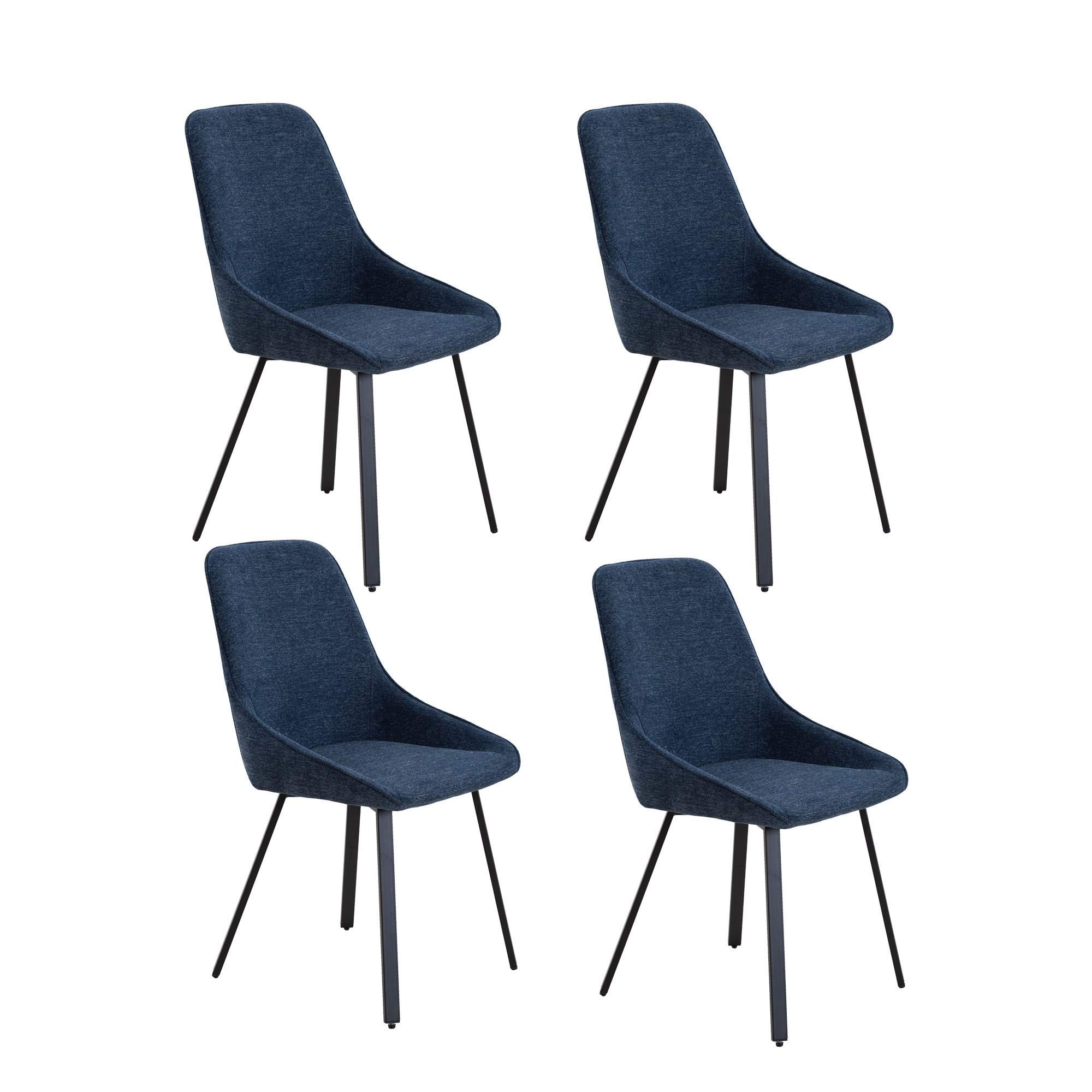 Dining Chairs set of 4, Upholstered Side Chairs, Adjustable Kitchen Chairs Accent Chair Cushion Upholstered Seat with Metal Legs for Living Room Blue