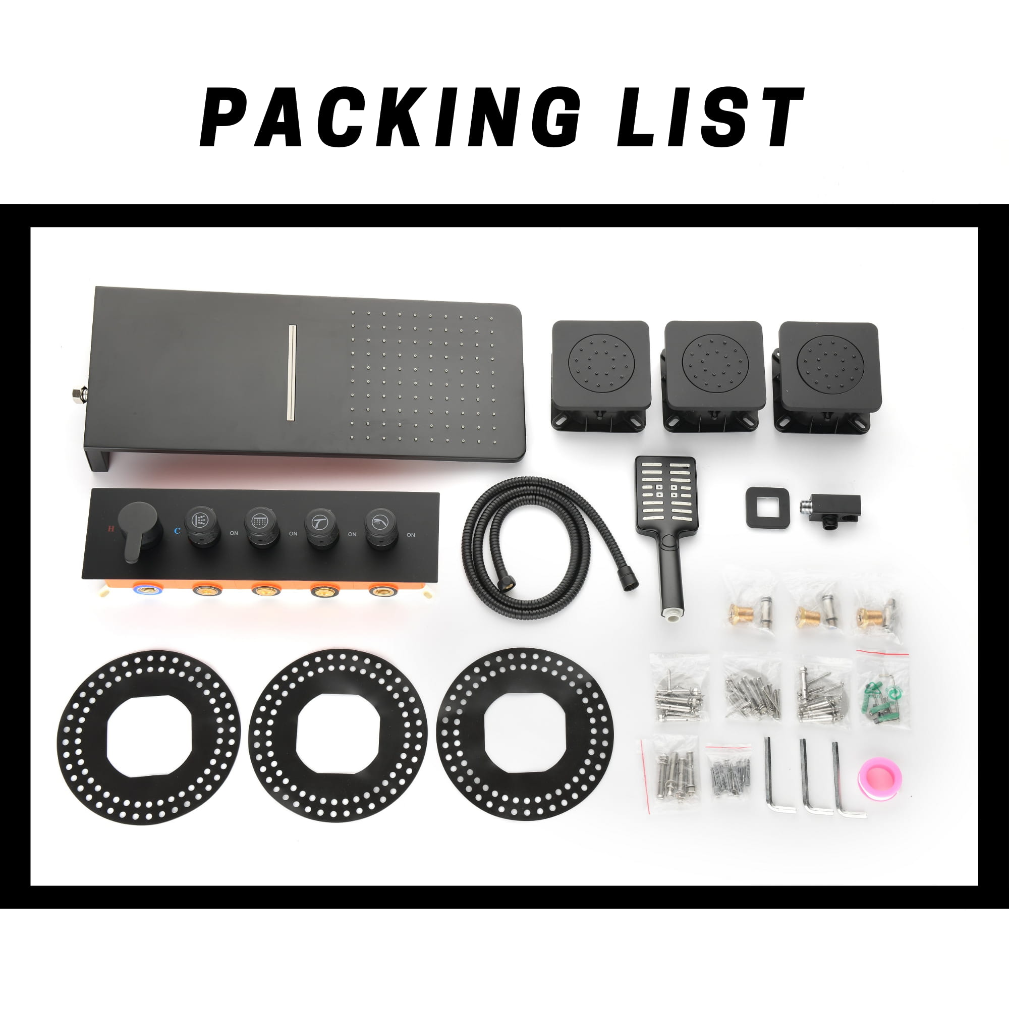 Boyel Living Luxury Thermostatic Rain Shower Head System With 3 Body Jets & 3-Spray Patterns Wall Mounted and Solid Brass Handshower-Boyel Living