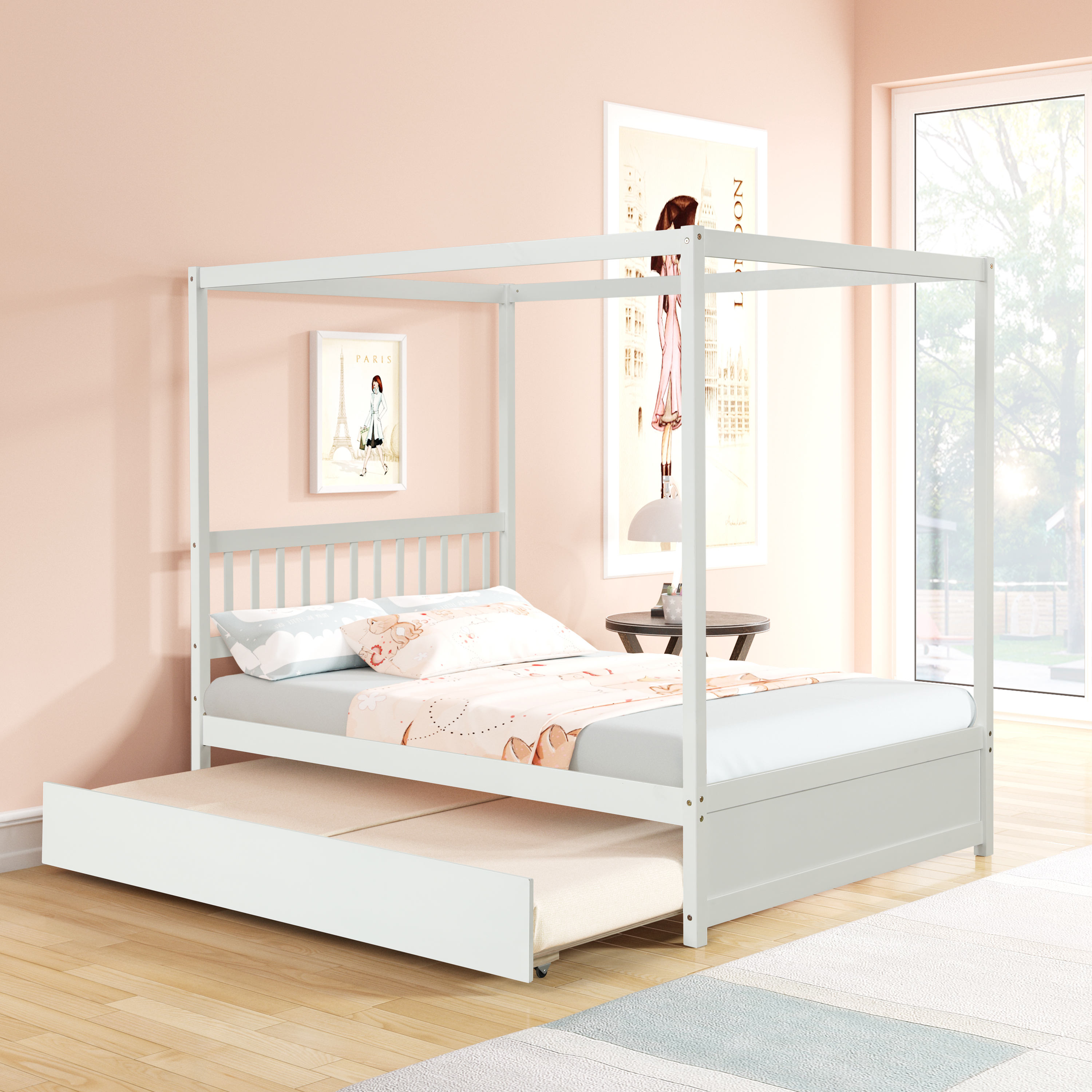 Full bed with Twin trundle for white color