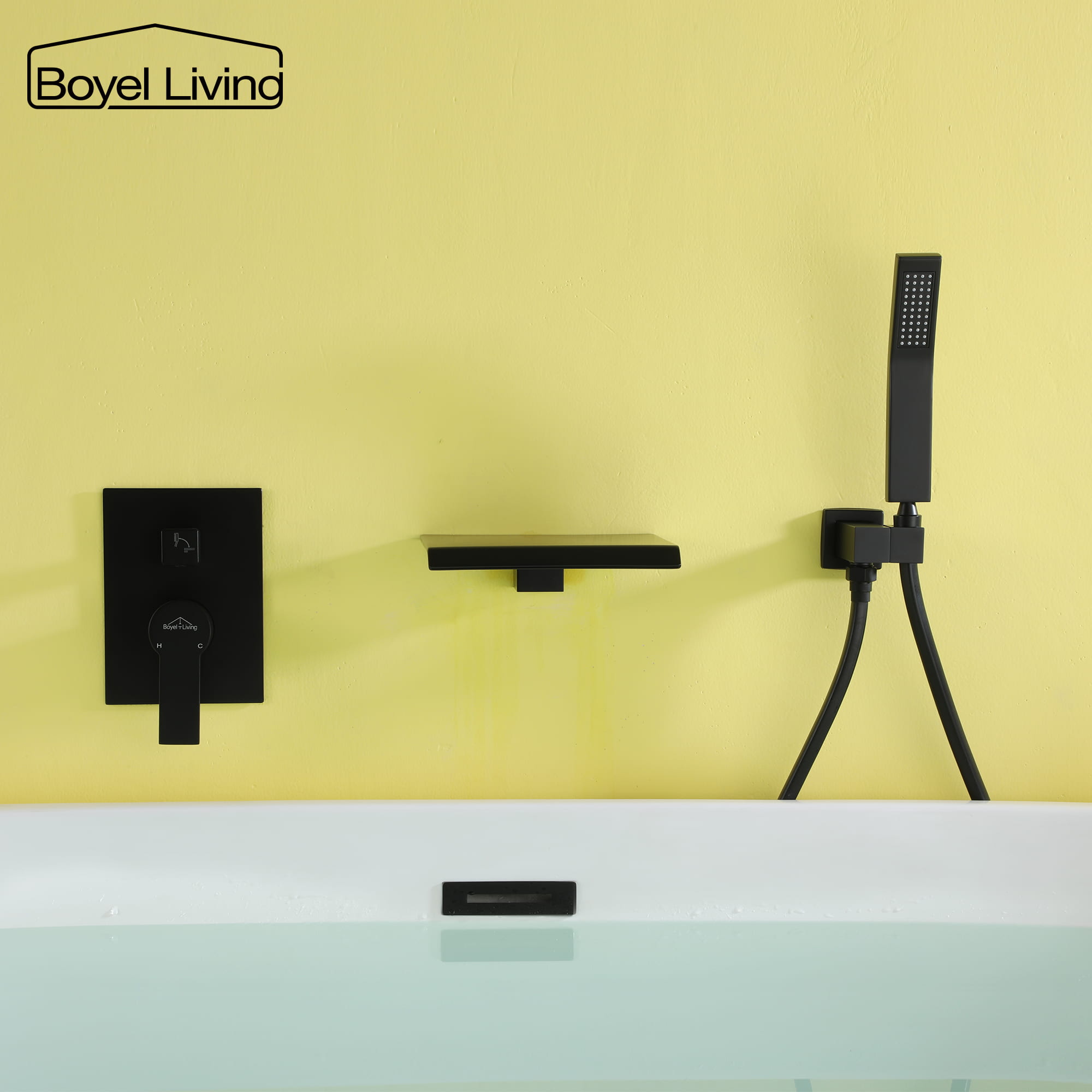 Wall Mount Single-Handle Roman Tub Faucet with Hand Shower-Boyel Living