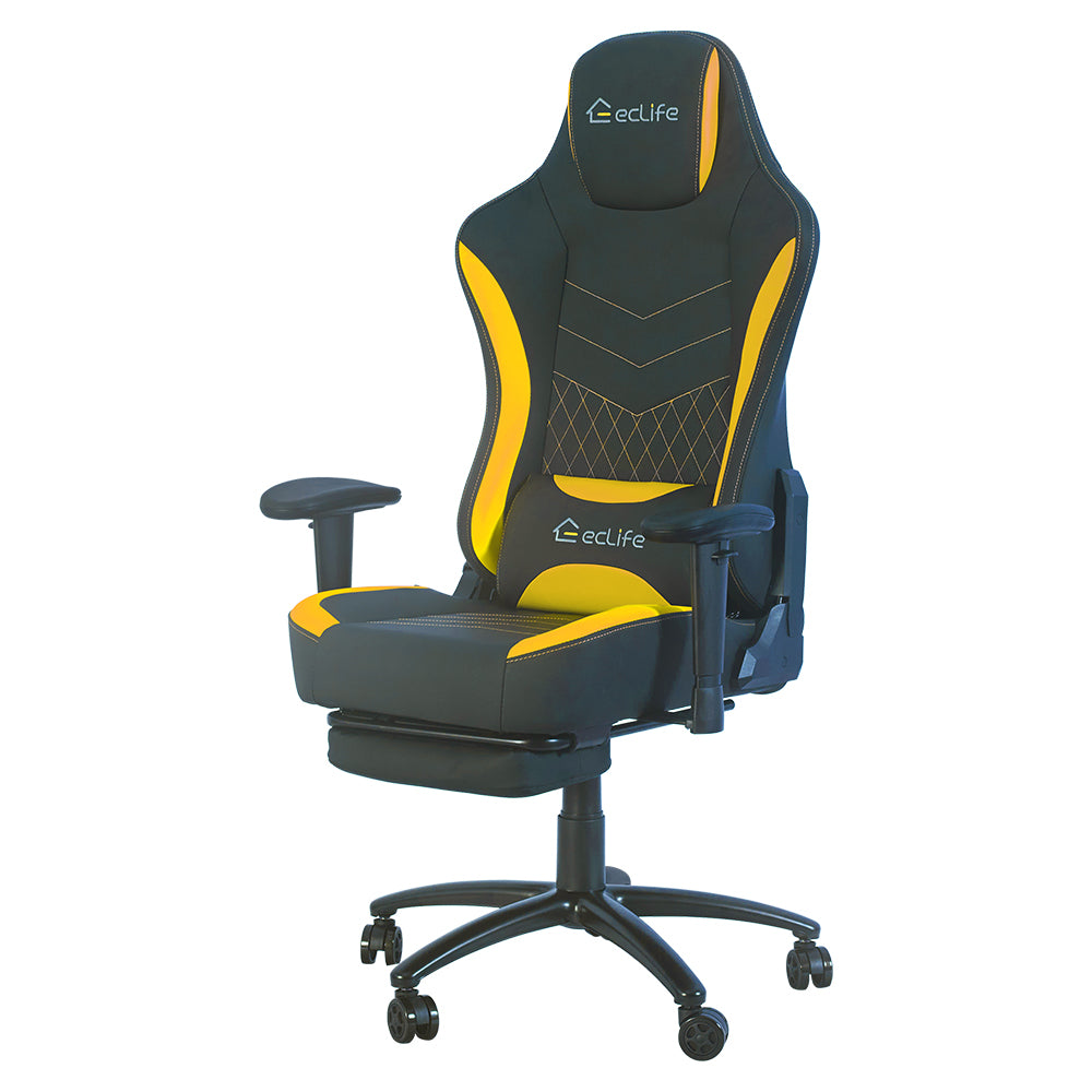 Massage Gaming Chair in PU Leather-Yellow-Boyel Living