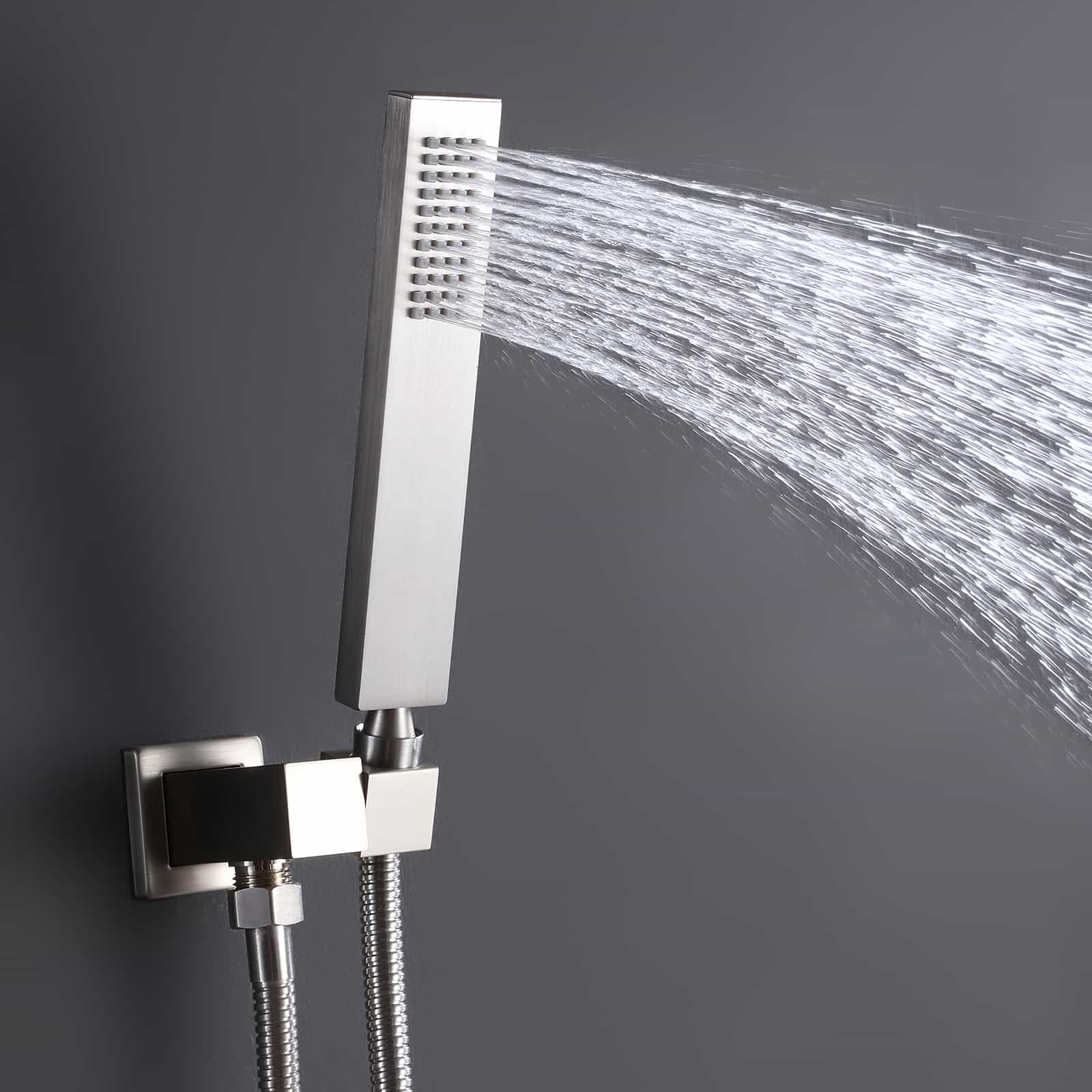 Boyel Living Luxury LED Ceiling Rainfall Shower Head System with Body Jets Bathroom Shower Faucet Complete Set, Flow Adjustable-Boyel Living