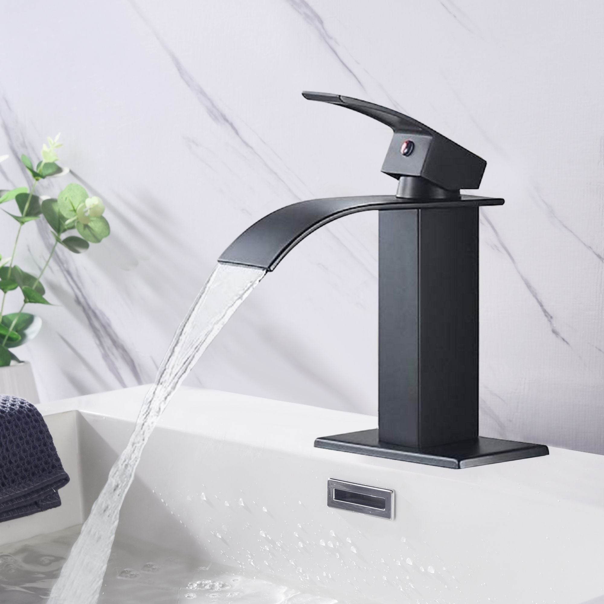Waterfall Spout Bathroom Faucet,Single Handle Bathroom Vanity Sink Faucet-Boyel Living