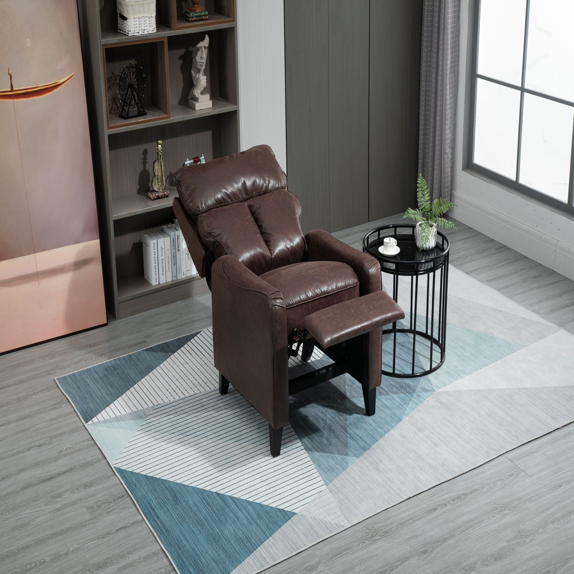 Microfiber Manual Glider Club Recliner, Light Grey/Light Brown/Dark Brown-Boyel Living