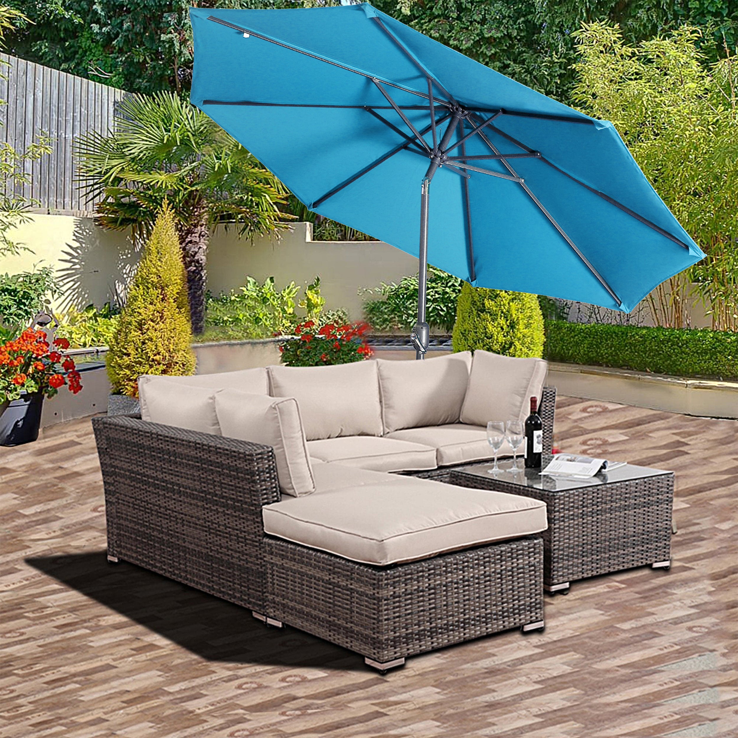 9ft Patio Umbrella Outdoor Umbrella Patio Market Umbrella with Push Button Tilt and Crank-Boyel Living