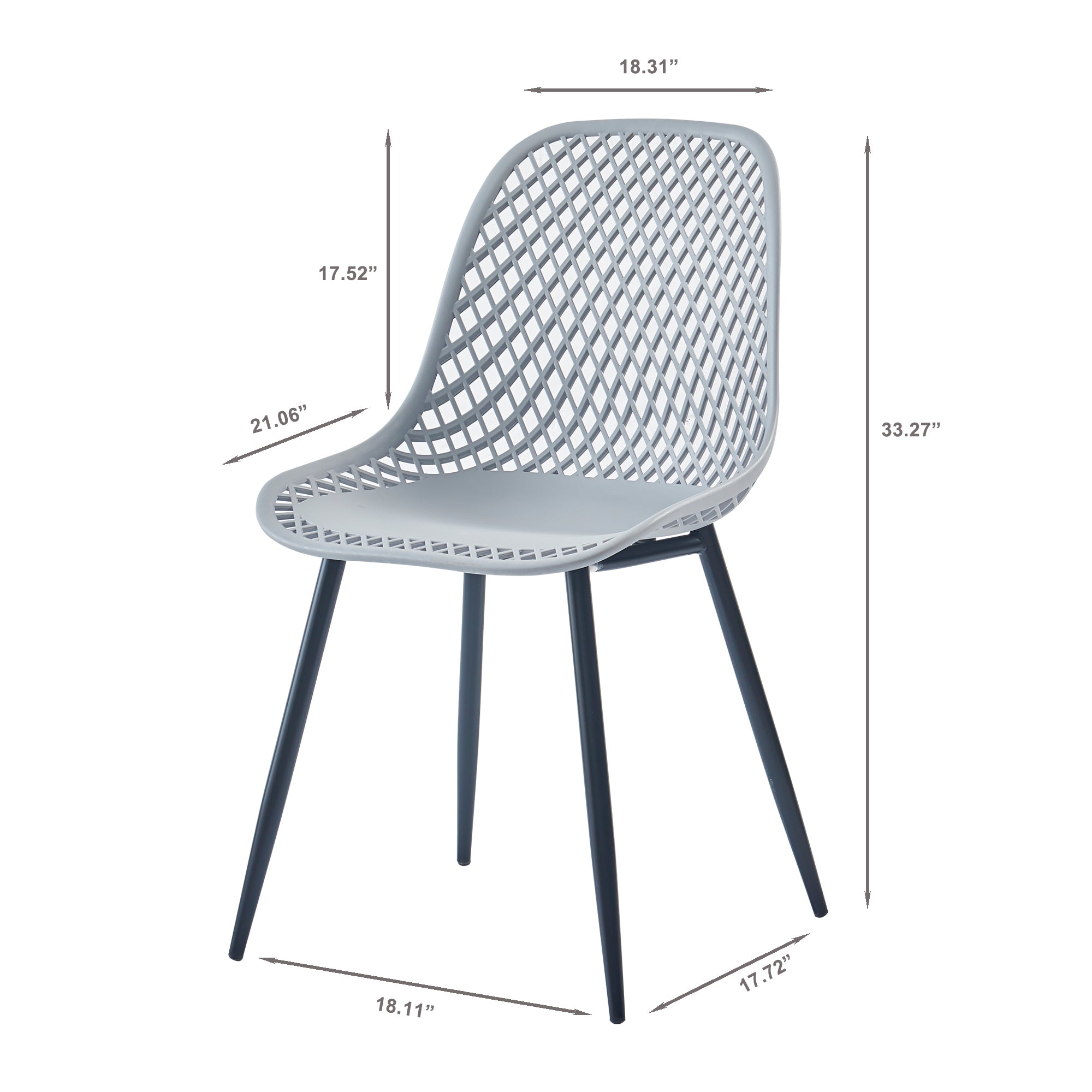 Plastic chair for dining room(set of 2)-Metal with Black Spray-Boyel Living