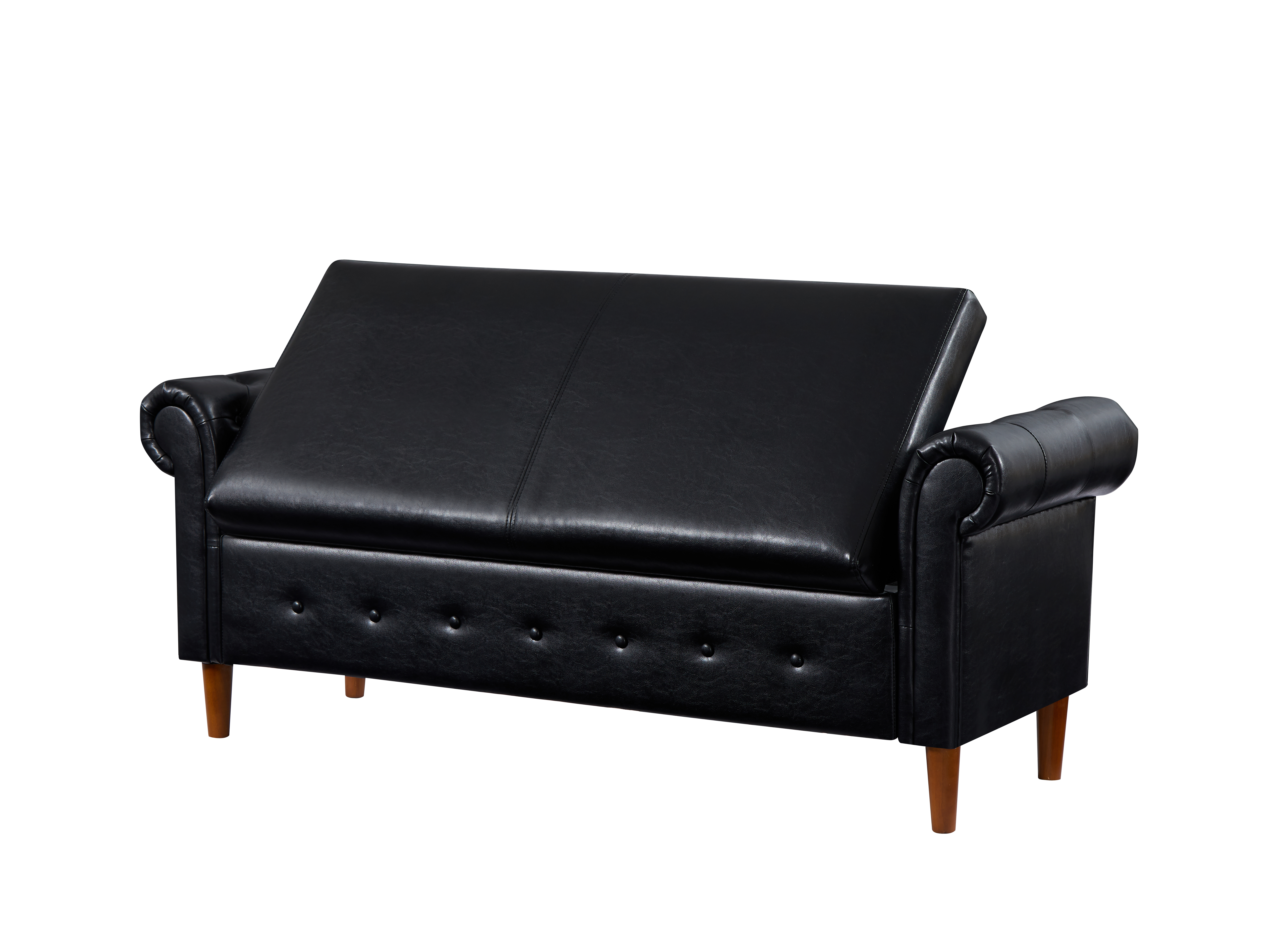Black Multifunctional Storage Rectangular Sofa Stool-Boyel Living