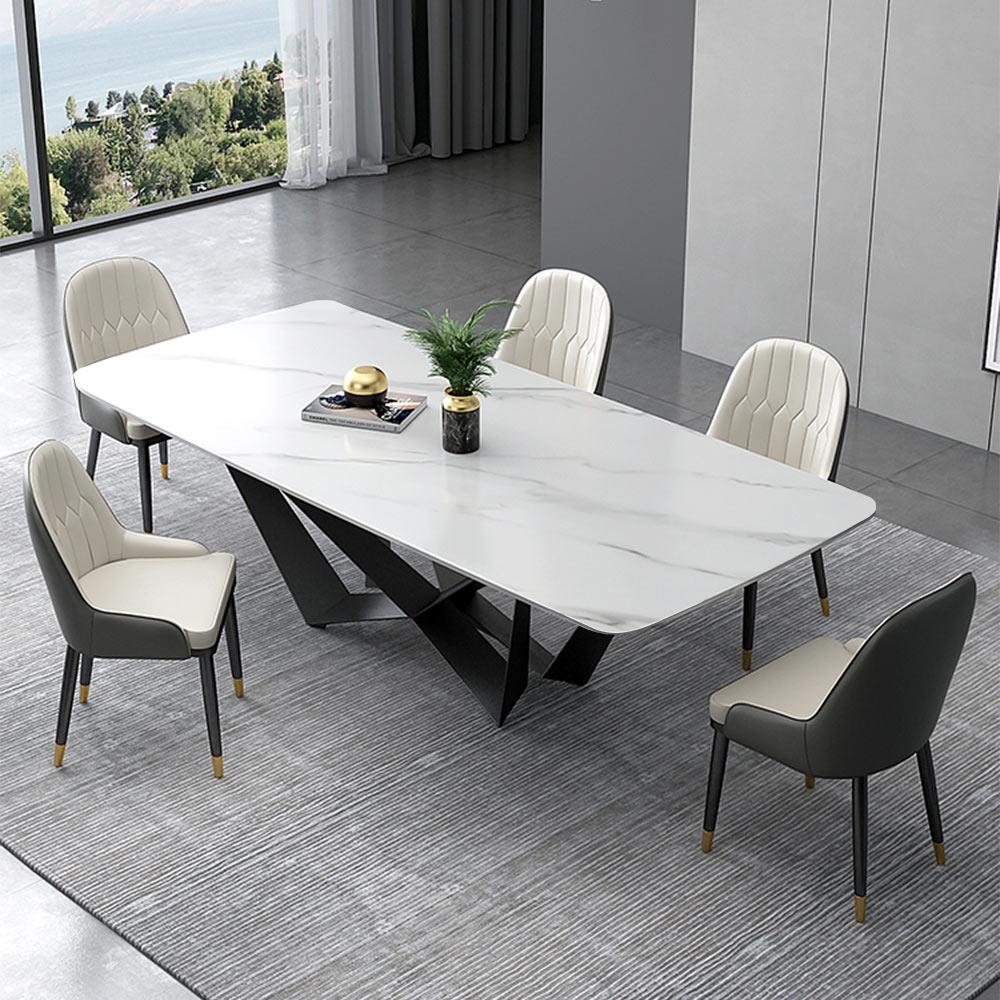 white stone dining table set