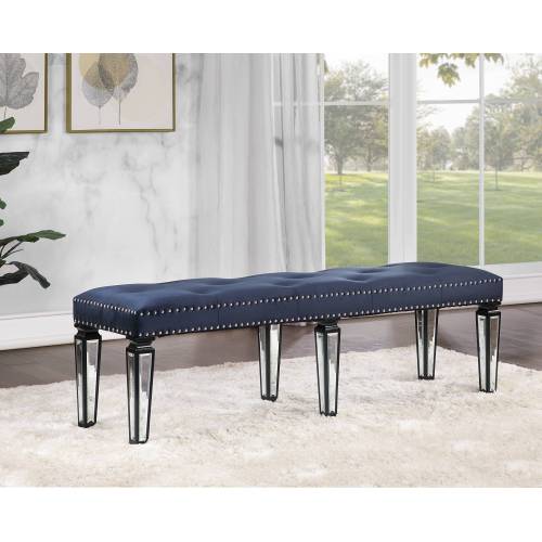 ACME Varian II Bench in Black Velvet & BLACK & Sliver FINISH BD00589