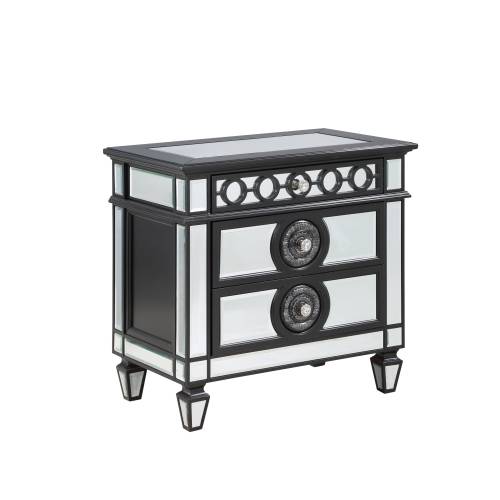 ACME Varian II Nightstand in Black Velvet & Sliver FINISH BD00585