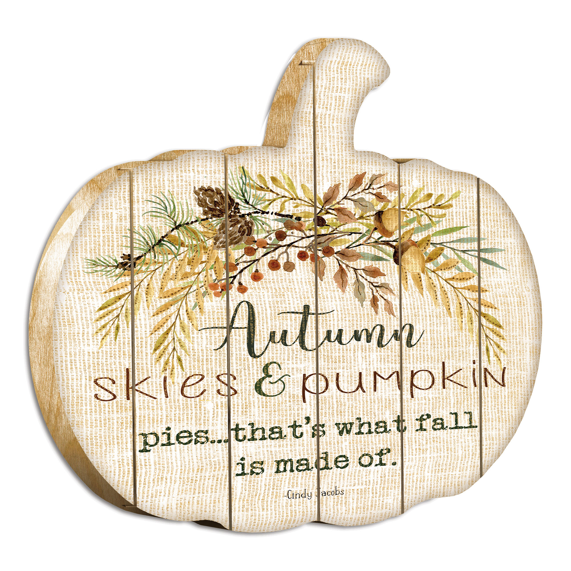 "Autumn Skies" By Artisan Cindy Jacobs Printed on Wooden Pumpkin Wall Art