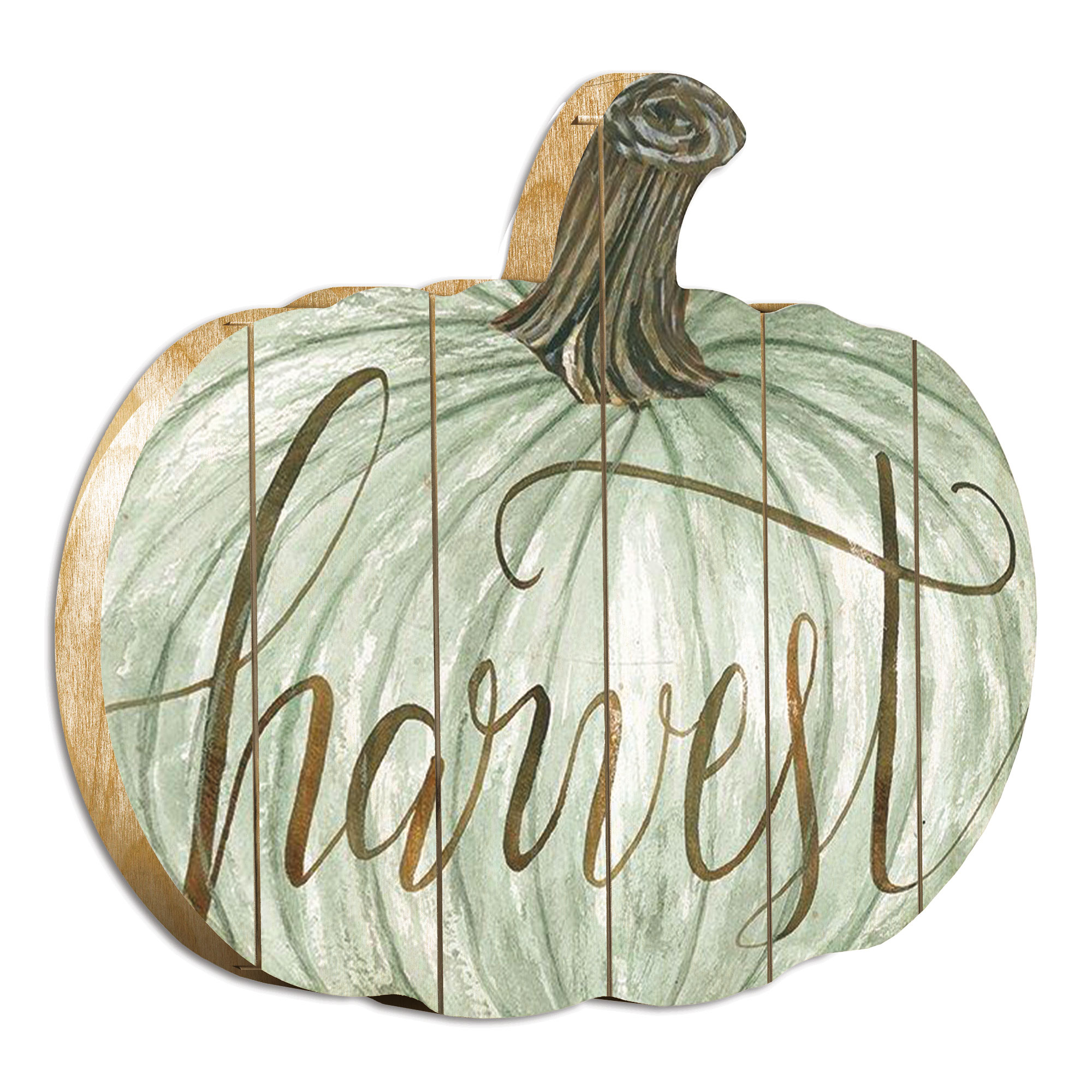 "Harvest" By Artisan Cindy Jacobs Printed on Wooden Pumpkin Wall Art