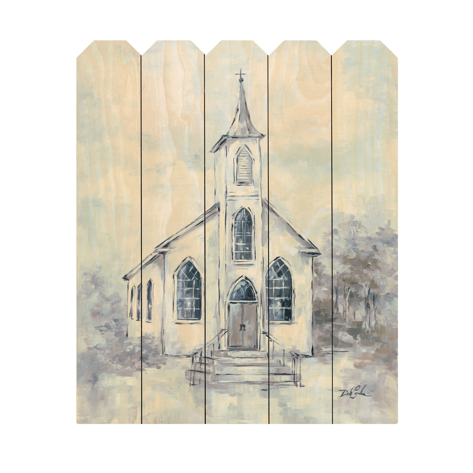 "Faith" By Artisan Debi Coules, Printed on Wooden Picket Fence Wall Art