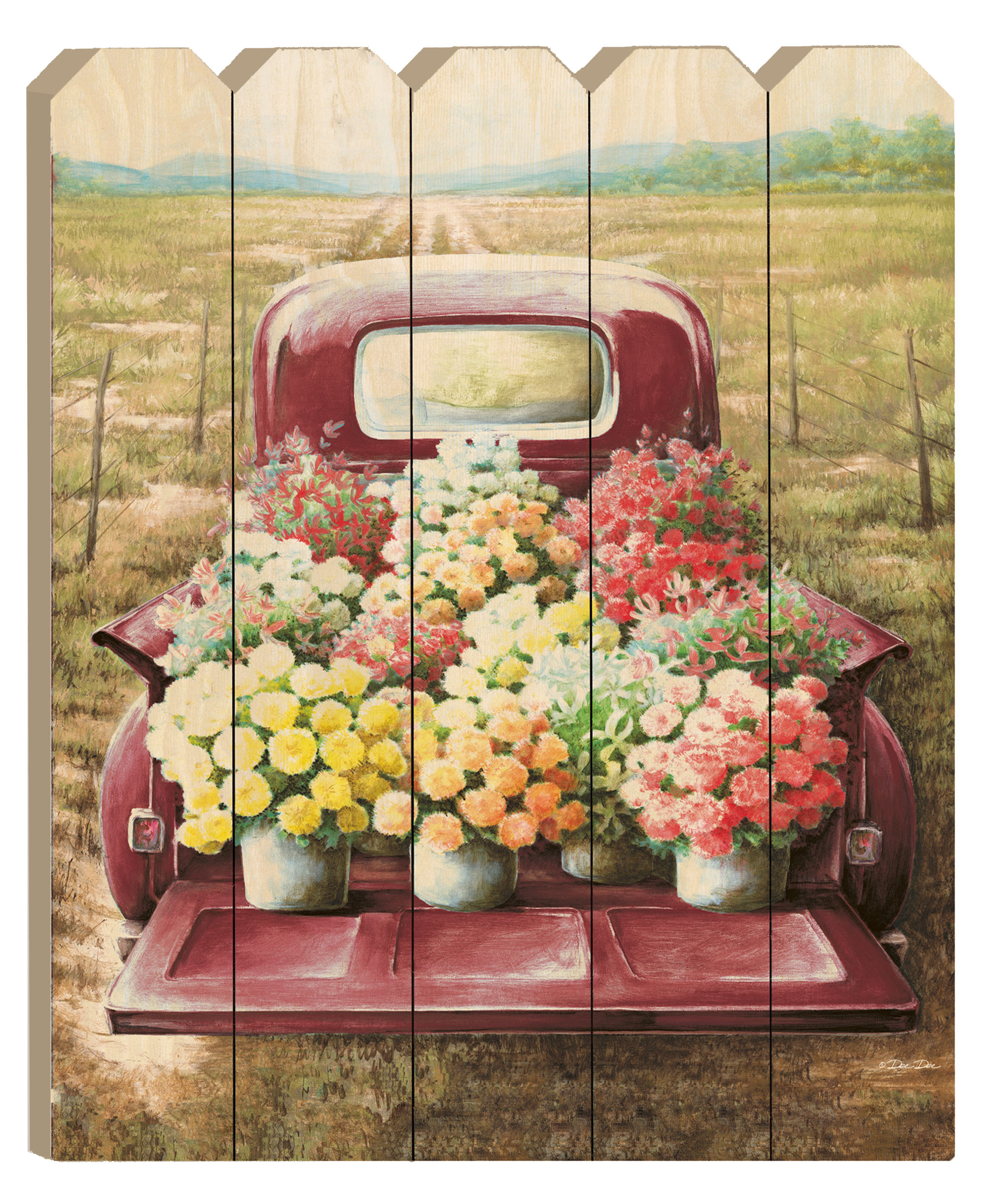"Flowers For Sale" By Artisan Dee Dee, Printed on Wooden Picket Fence Wall Art
