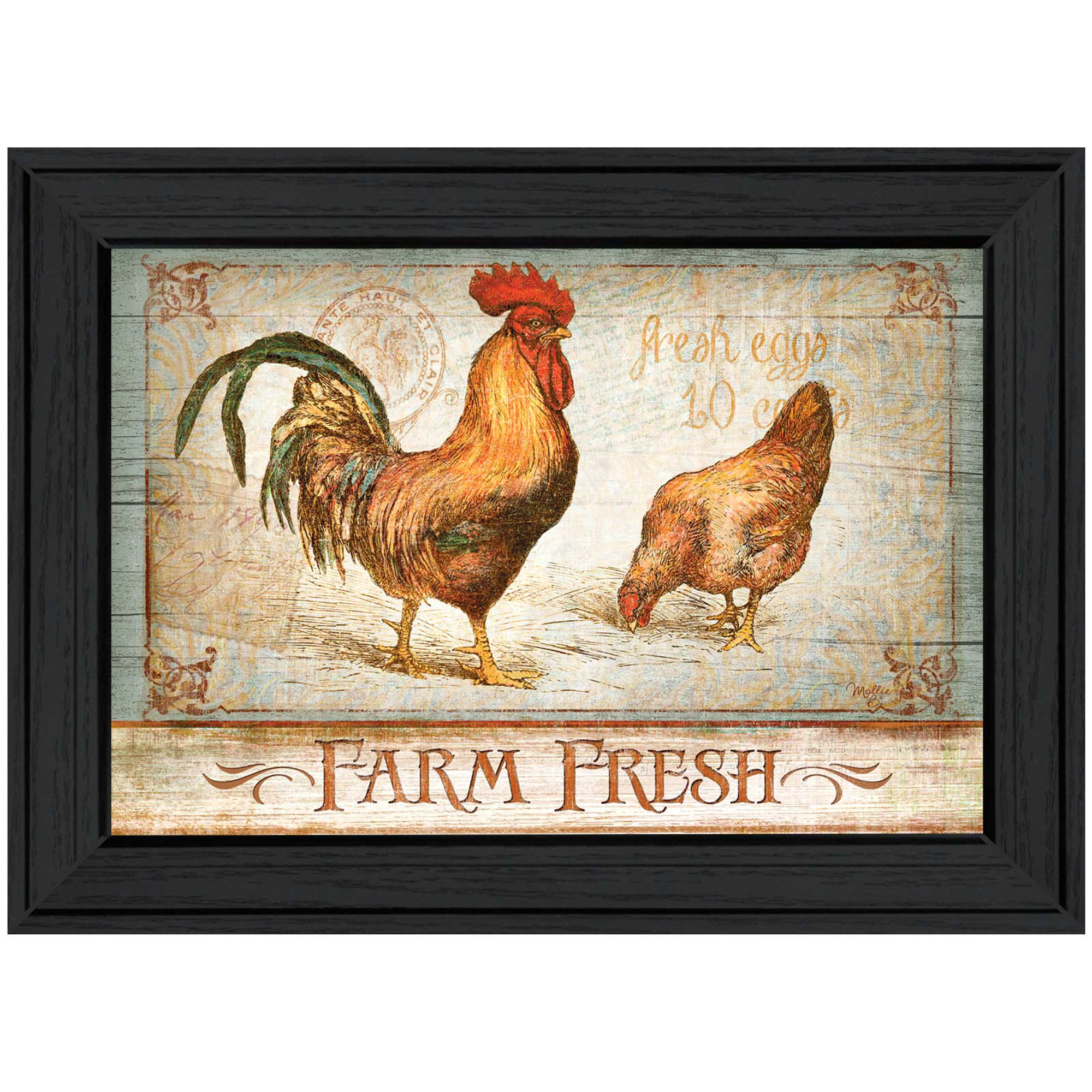 "Farm Fresh" By Mollie B., Printed Wall Art, Ready To Hang Framed Poster, Black Frame