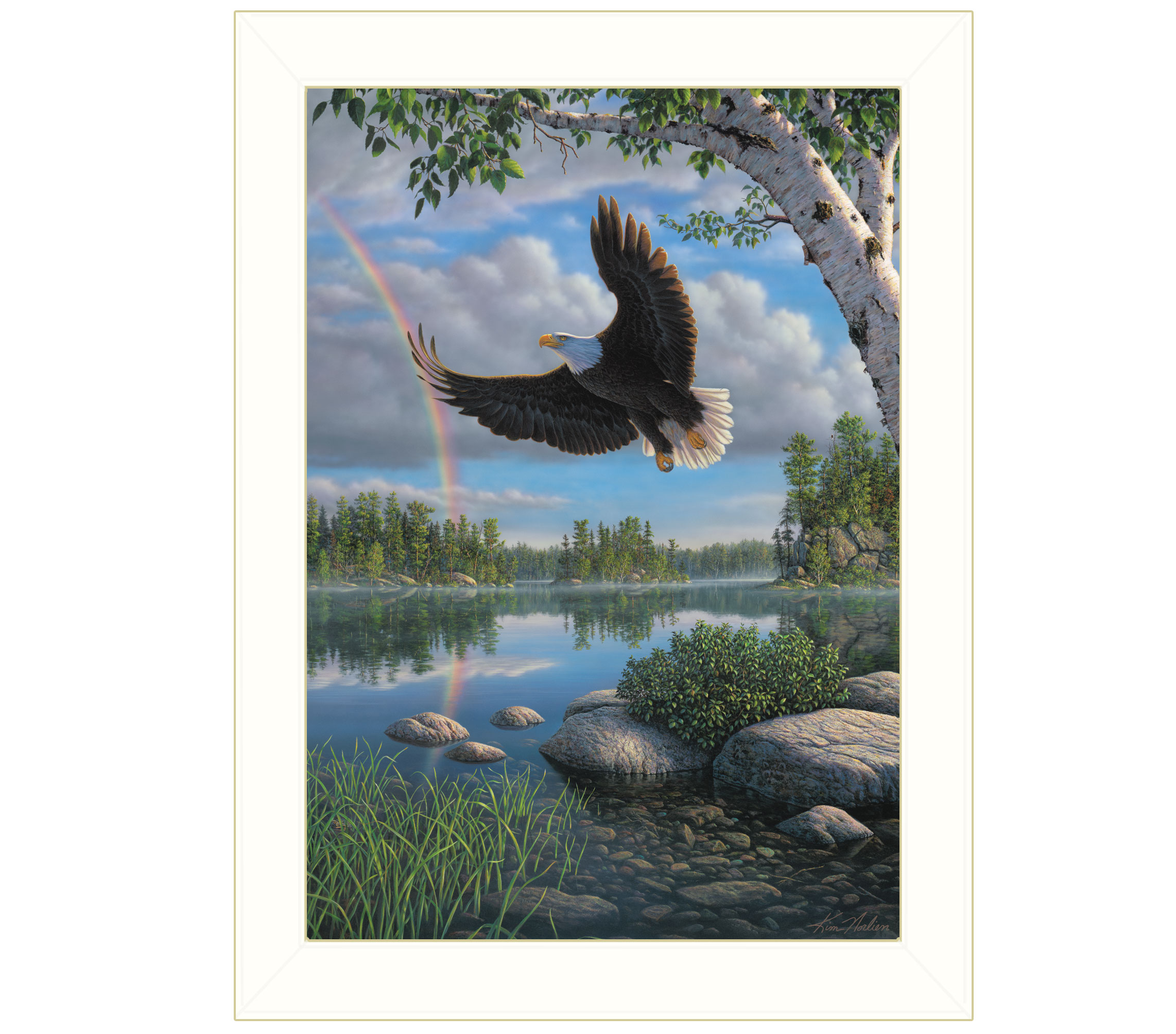 "On Eagles Wings" by Kim Norlien, Ready to Hang Framed Print, White Frame