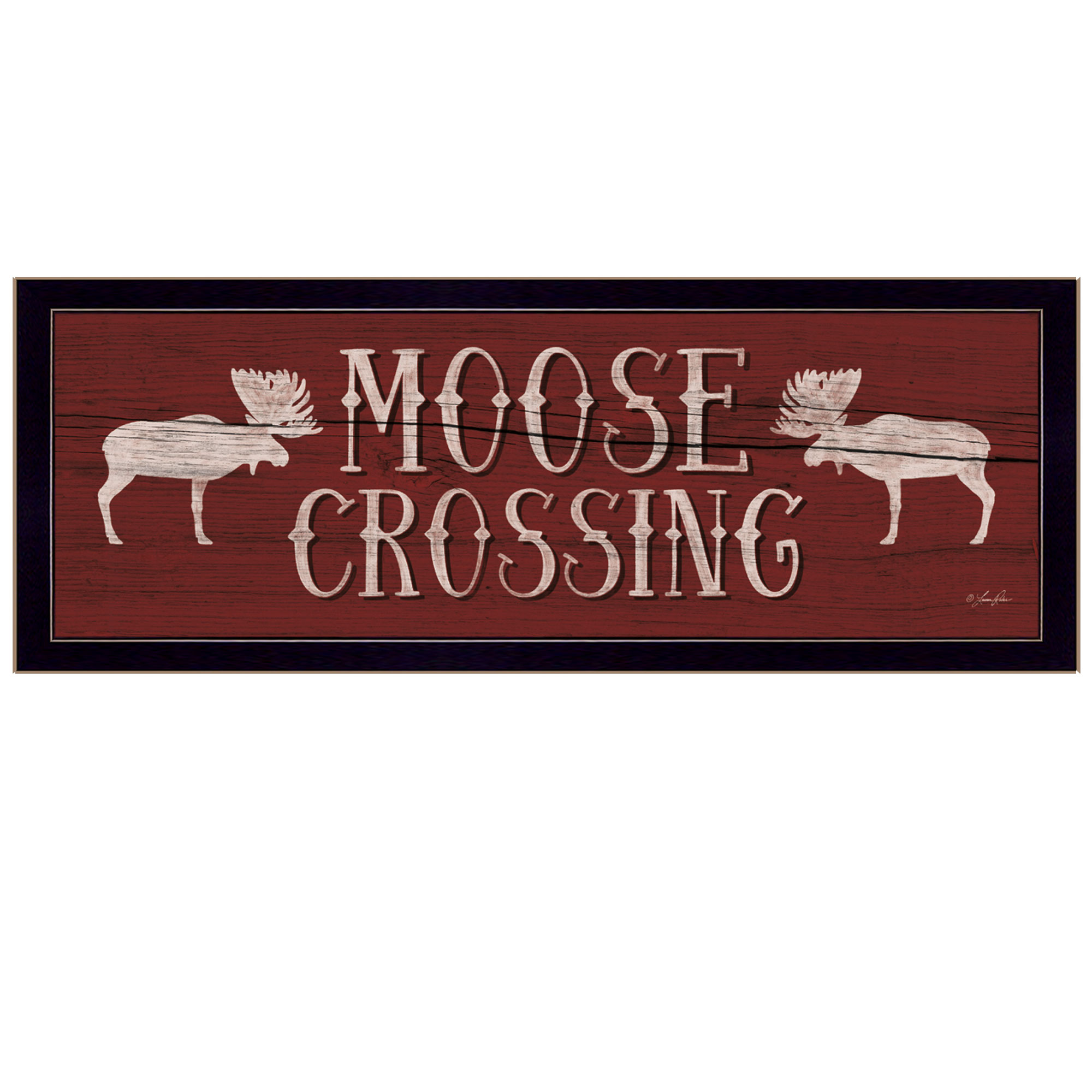 "Moose Crossing" By Lauren Rader, Printed Wall Art, Ready To Hang Framed Poster, Black Frame
