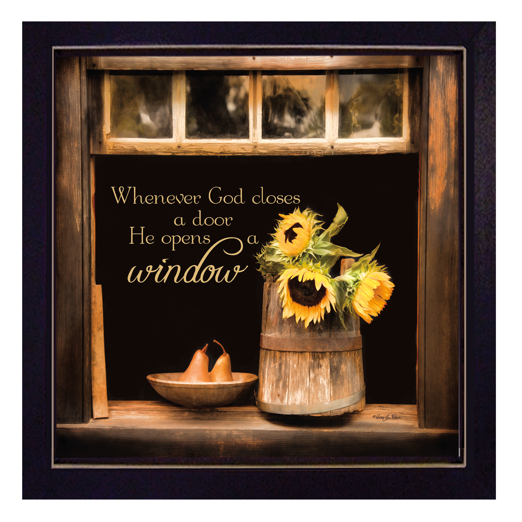 "God Opens Windows" By Robin-Lee Vieira, Printed Wall Art, Ready To Hang Framed Poster, Black Frame