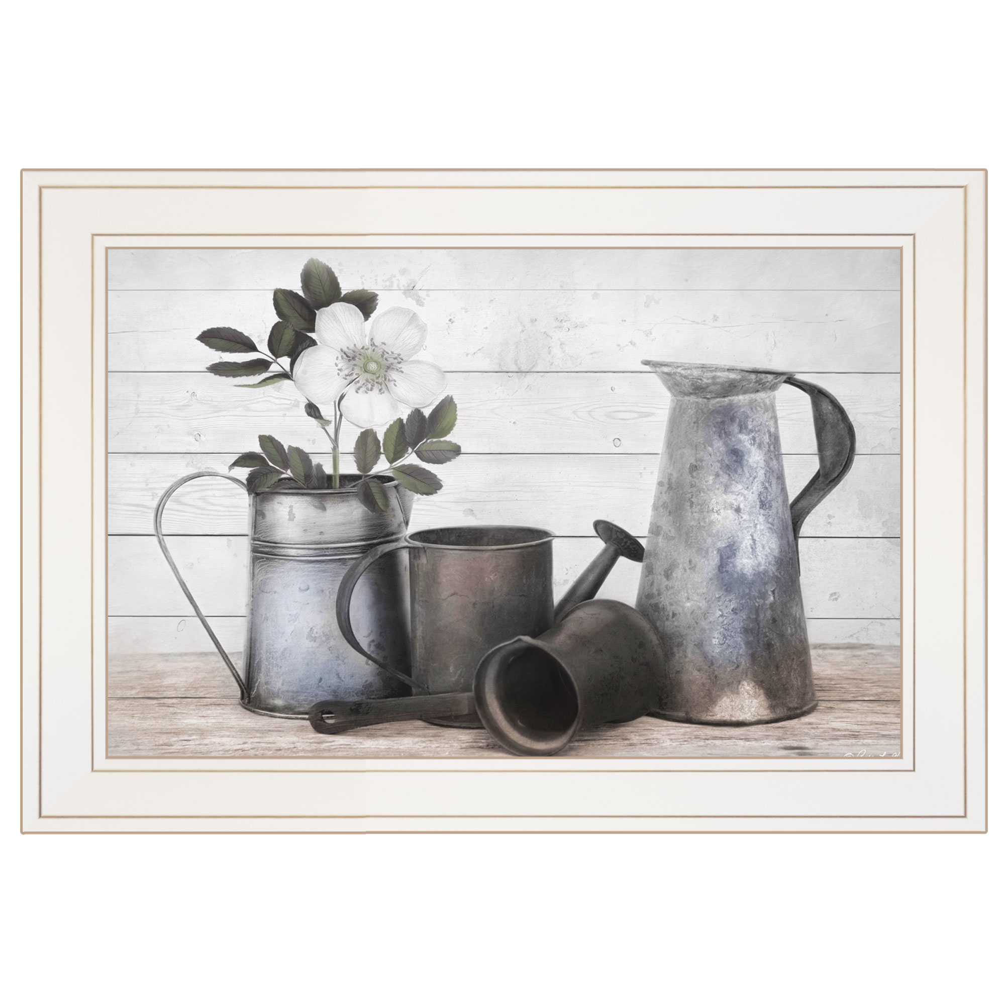 "Floral Farmhouse II" by Robin-Lee Vieira, Ready to Hang Framed Print, White Frame