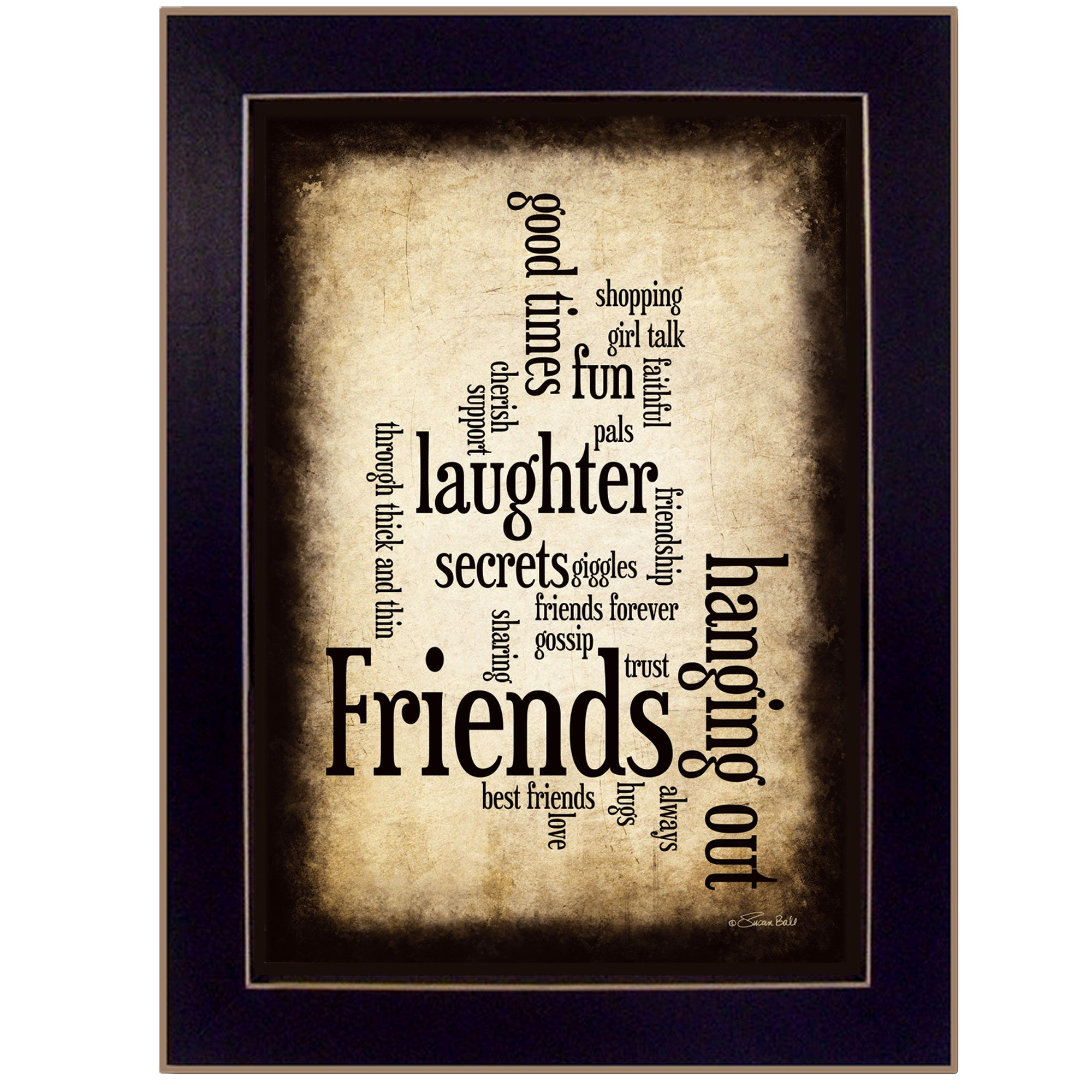 "Friends I" By Susan Ball, Printed Wall Art, Ready To Hang Framed Poster, Black Frame