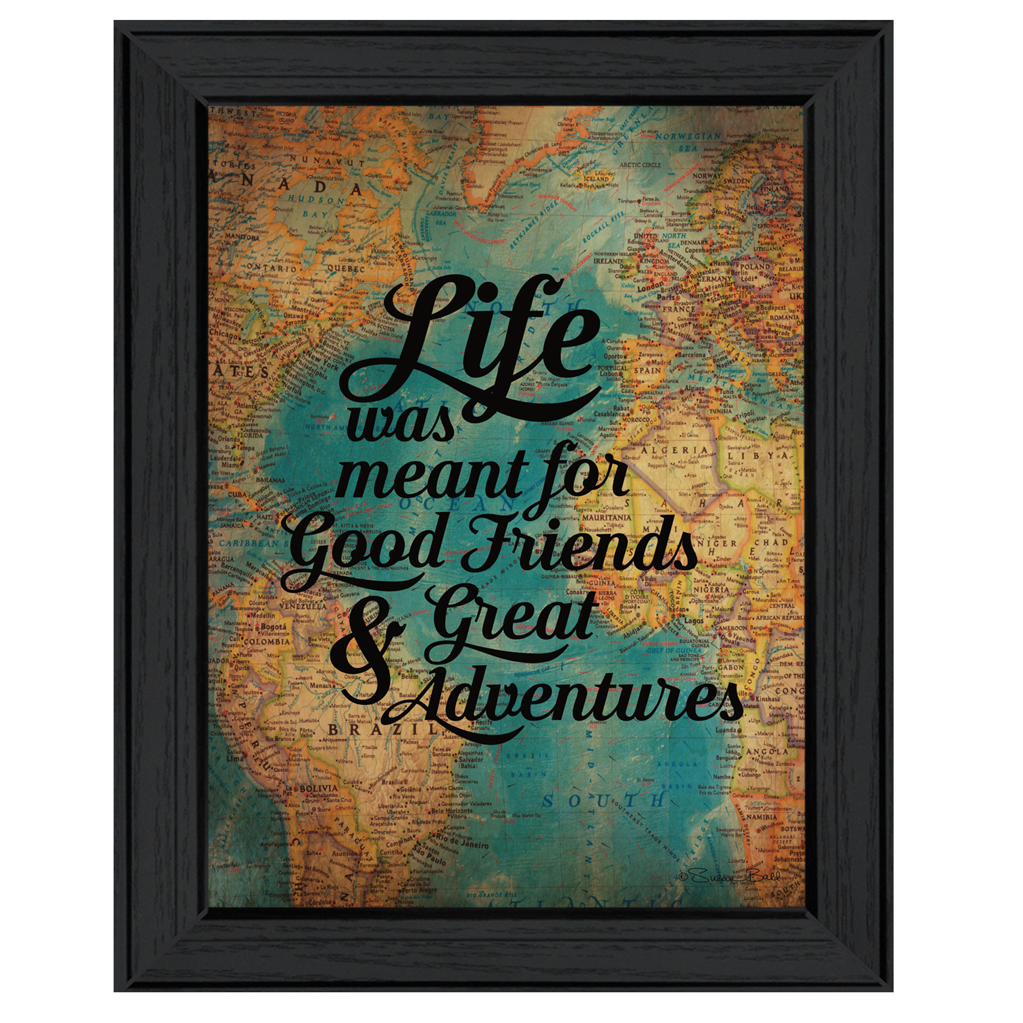 "Good Friends" By Susan Ball, Printed Wall Art, Ready To Hang Framed Poster, Black Frame