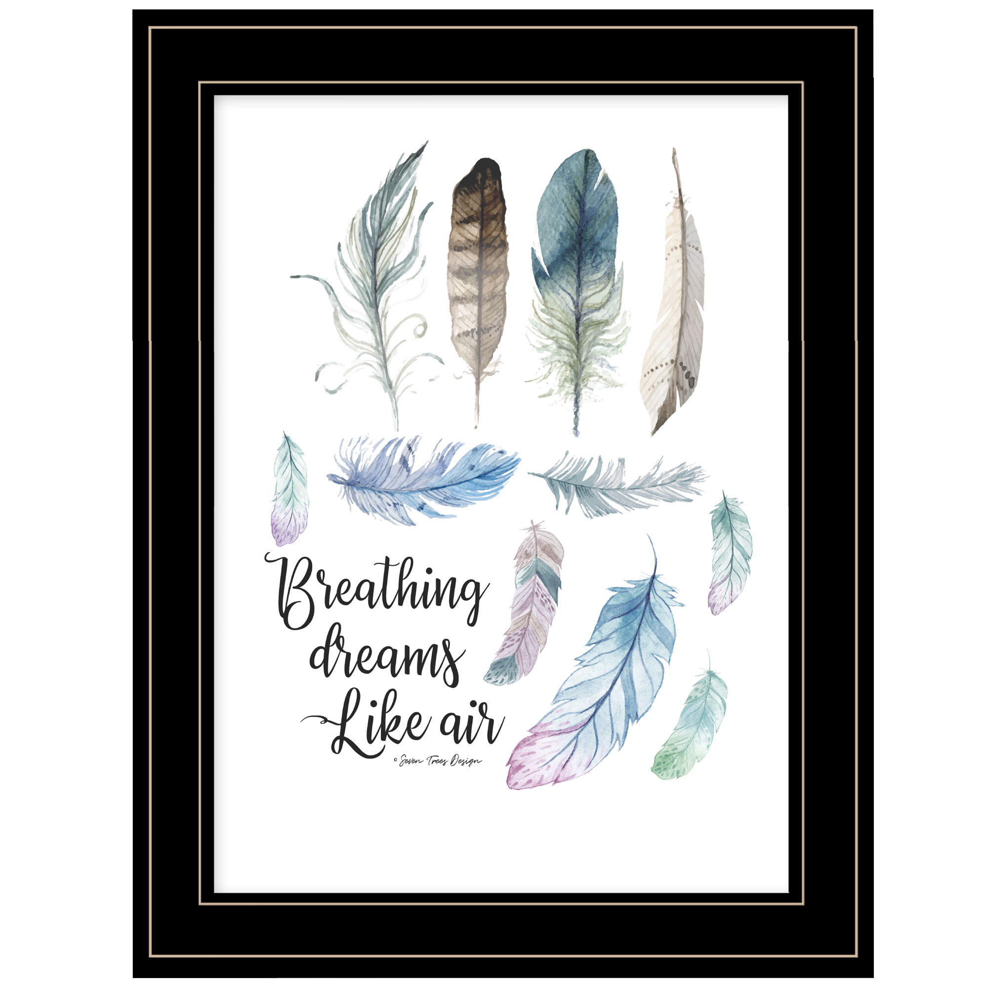 "Breathing Dreams Like Air" by Seven Trees Design, Ready to Hang Framed Print, Black Frame