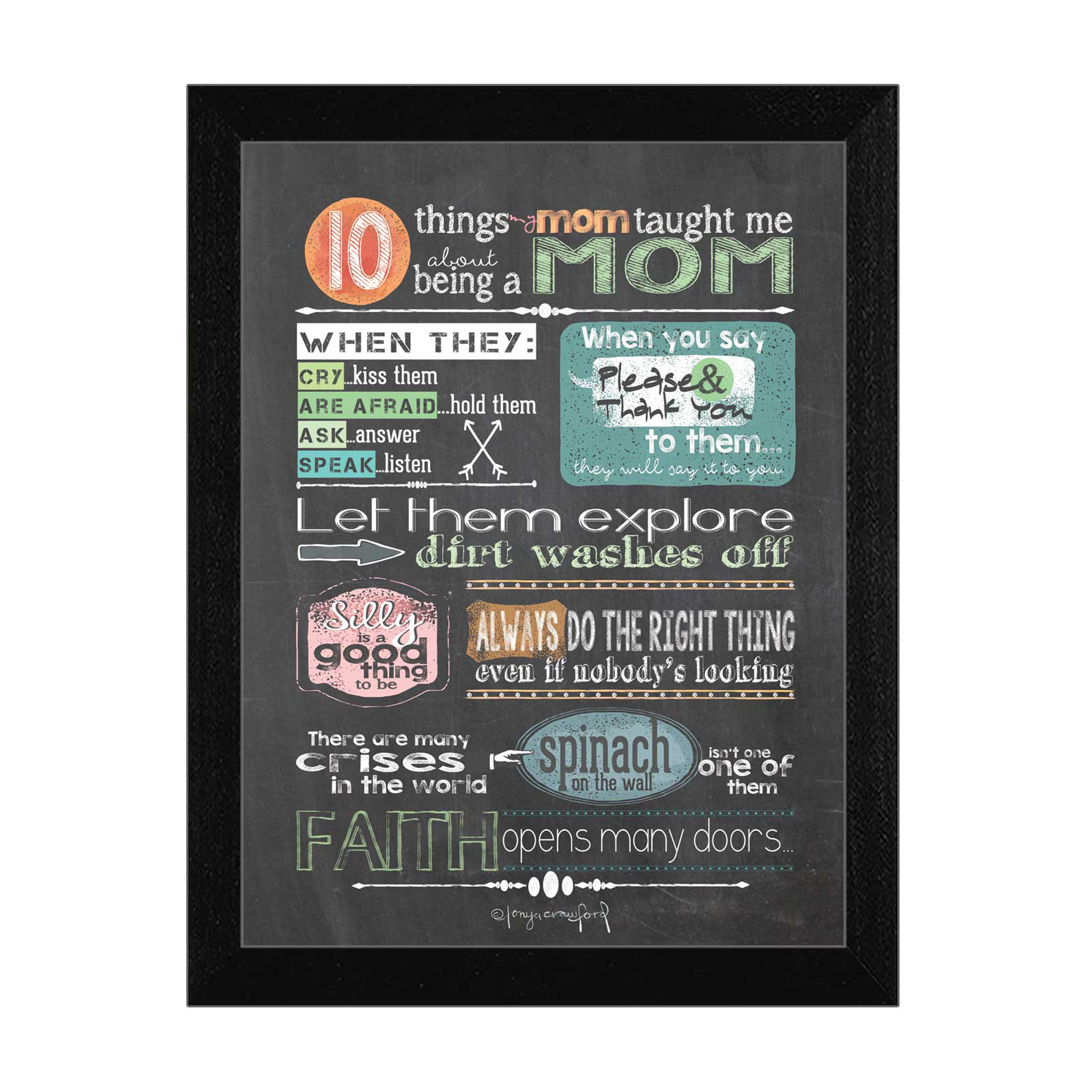 "Reminders from Mom" By Tonya Crawford, Printed Wall Art, Ready To Hang Framed Poster, Black Frame