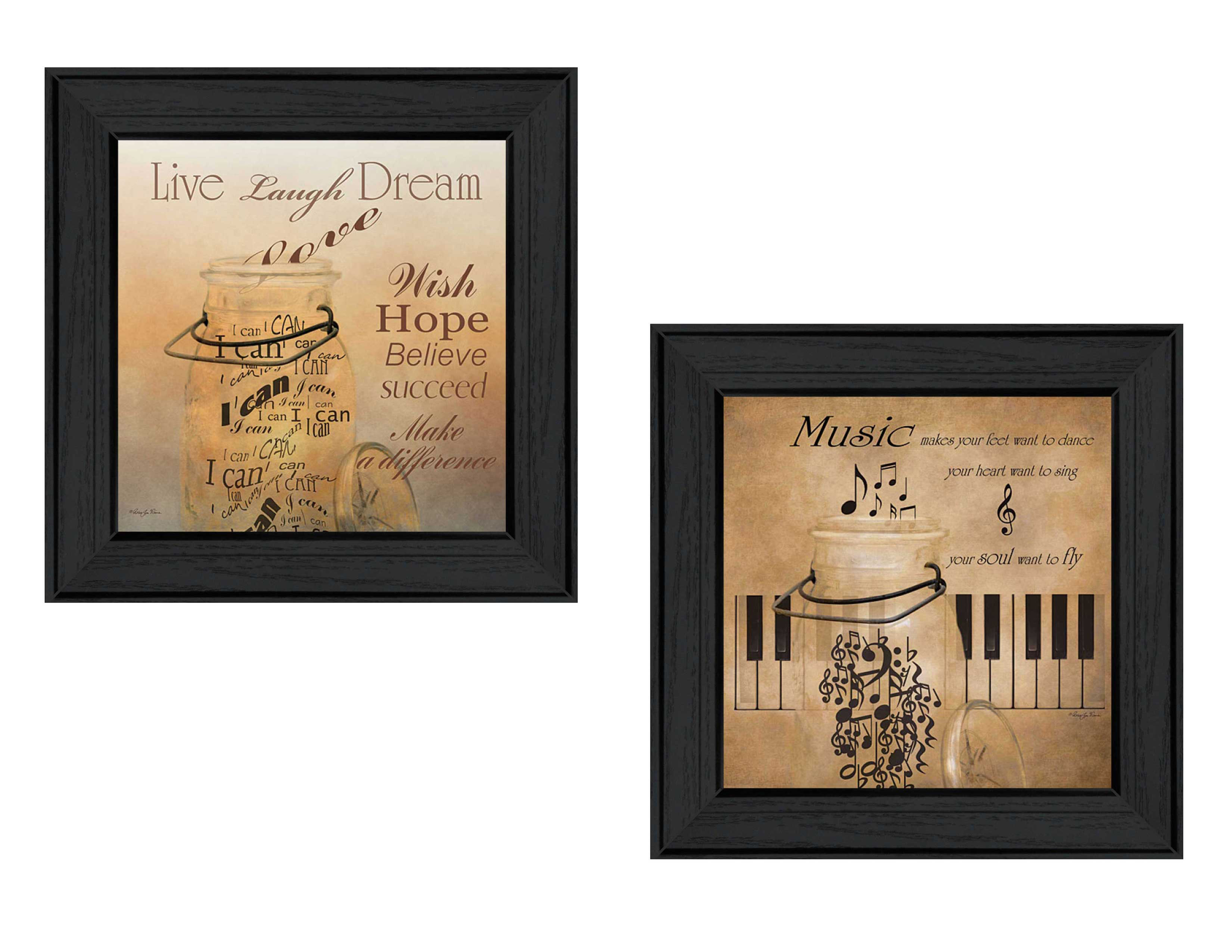 "Music Collection" 2-Piece Vignette By Robin-Lee Vieira, Printed Wall Art, Ready To Hang Framed Poster, Black Frame
