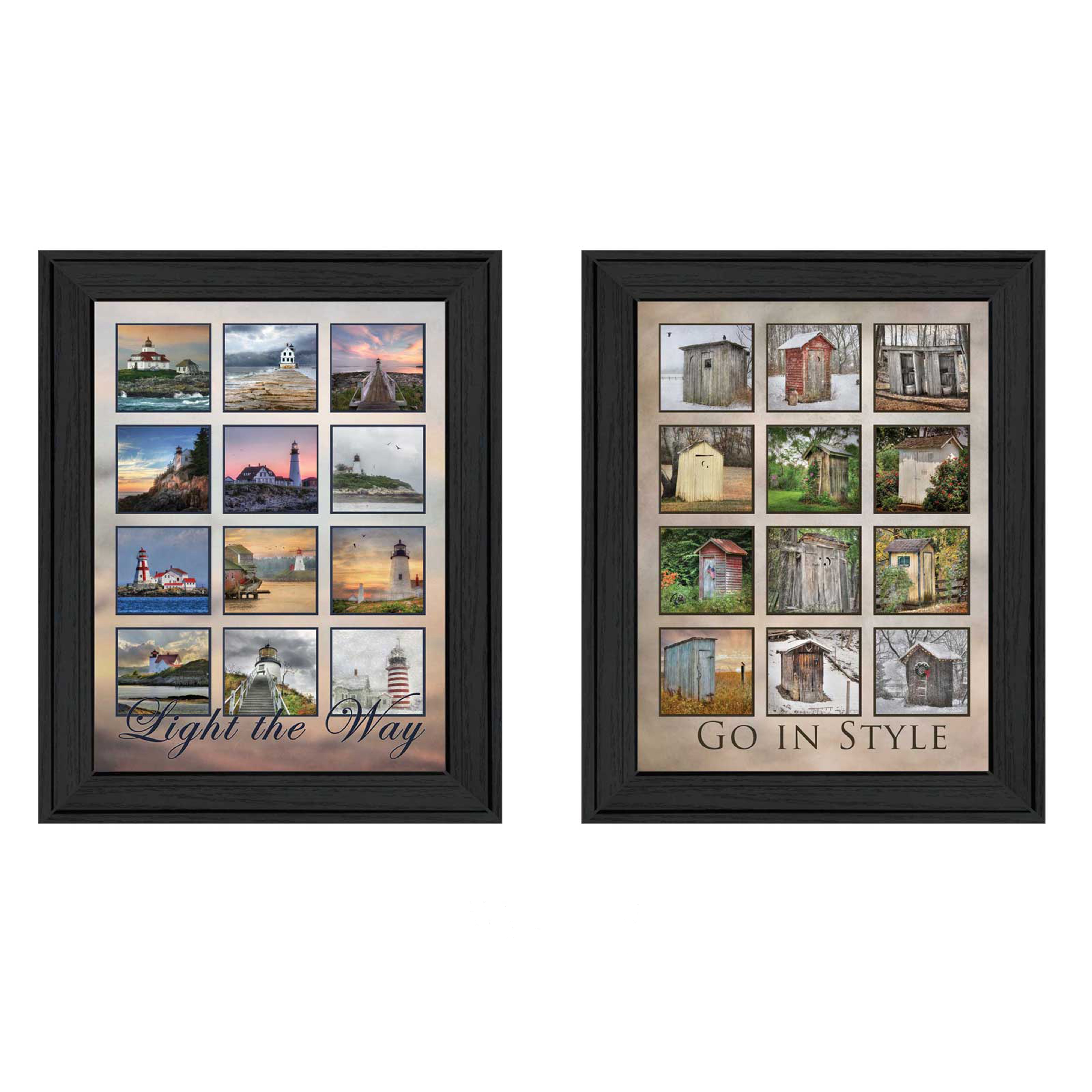 "Light Your Way Collection" 2-Piece Vignette By Lori Deiter, Printed Wall Art, Ready To Hang Framed Poster, Black Frame