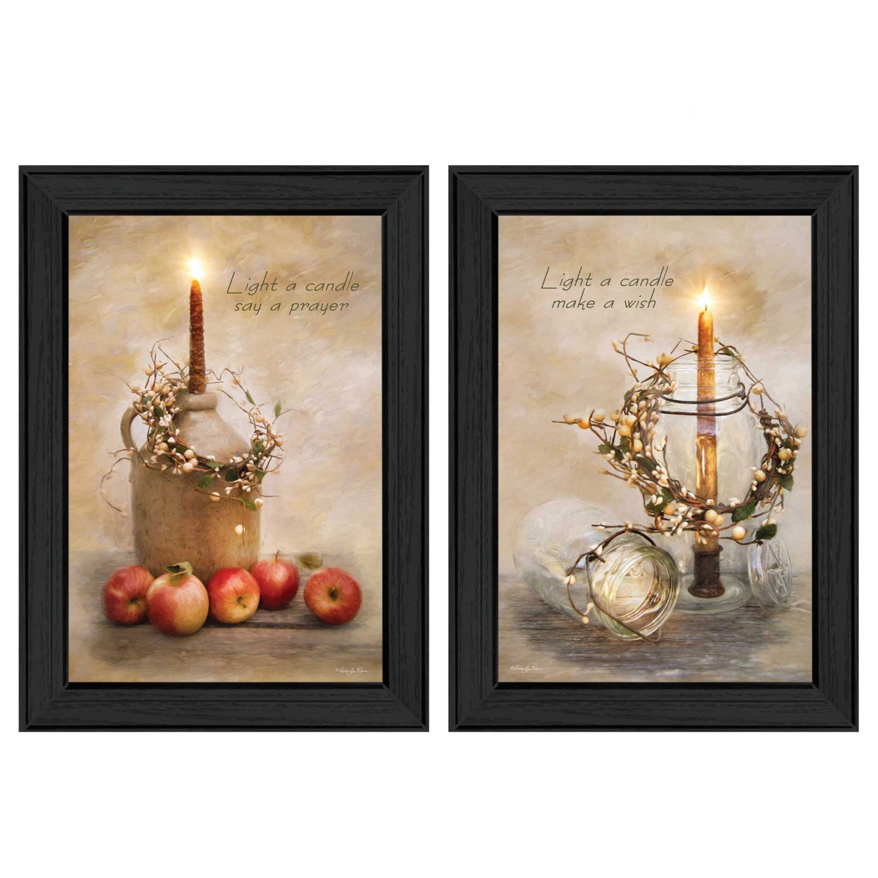 "Light a Candle Collection" 2-Piece Vignette By Robin-Lee Vieira, Printed Wall Art, Ready To Hang Framed Poster, Black Frame