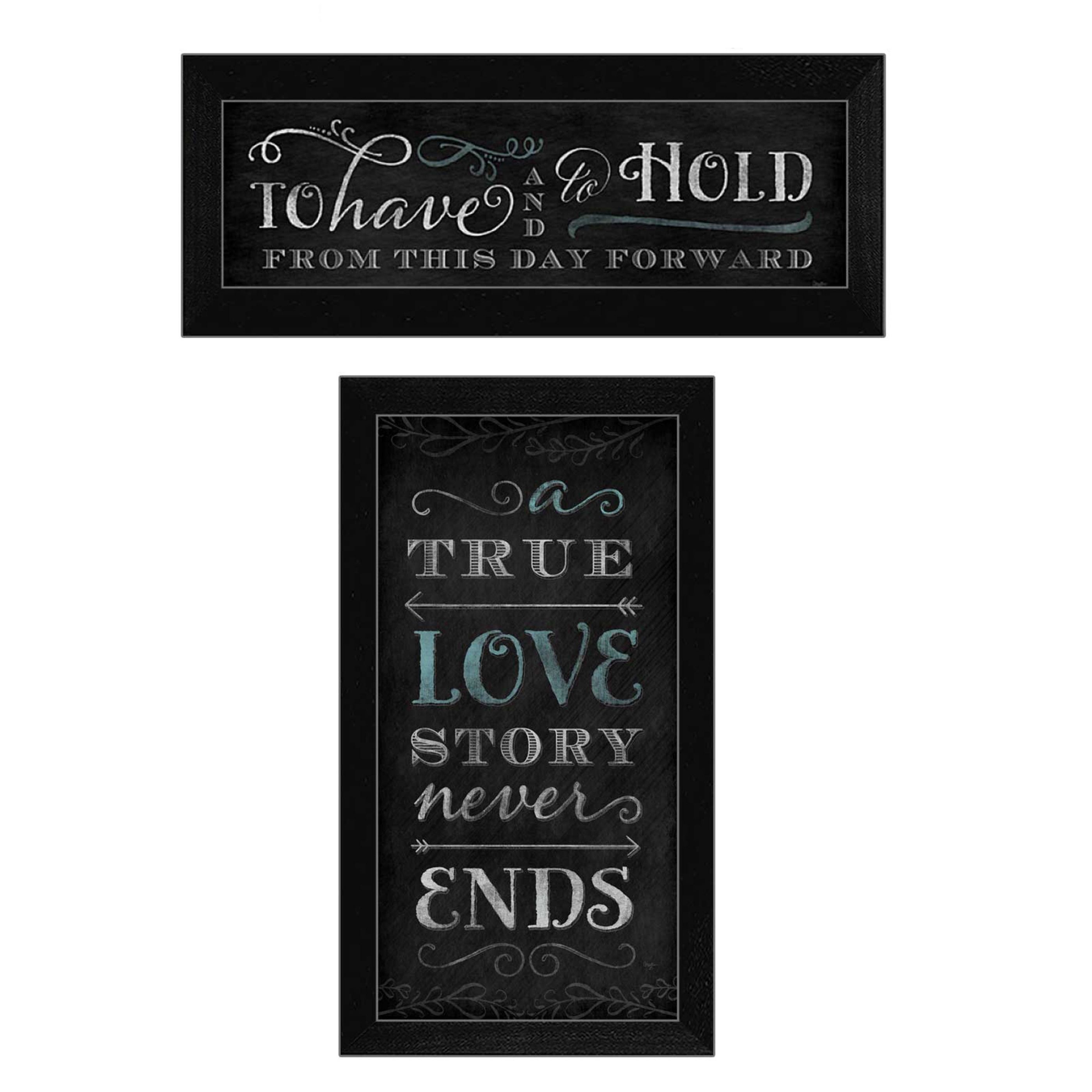 "Love Story Collection" 2-Piece Vignette By Mollie B., Printed Wall Art, Ready To Hang Framed Poster, Black Frame
