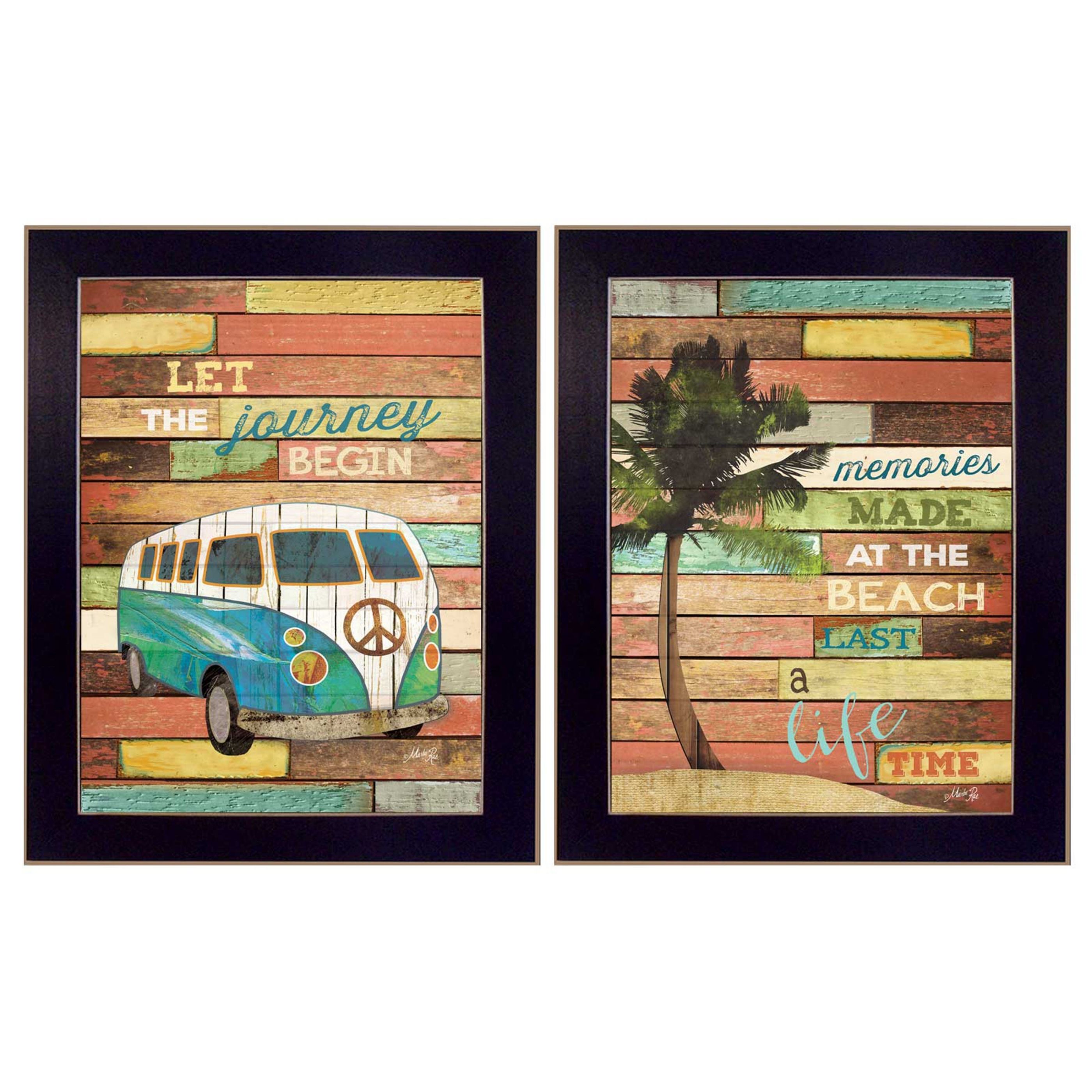 "Journey Collection" 2-Piece Vignette By Marla Rae, Printed Wall Art, Ready To Hang Framed Poster, Black Frame