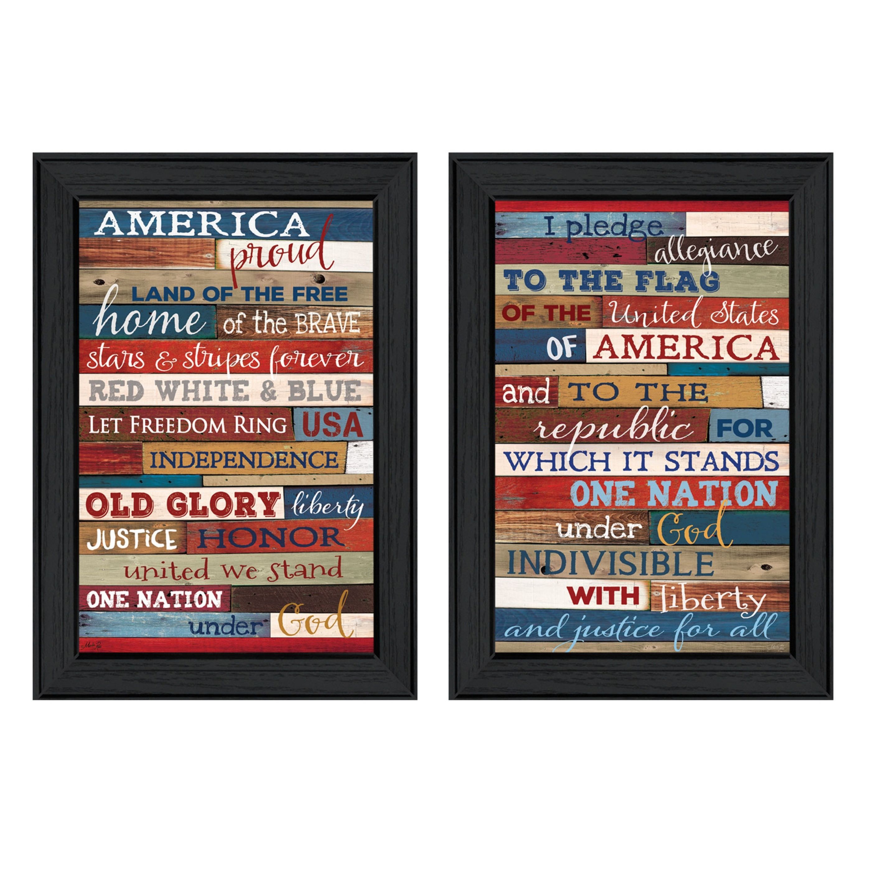 "America Proud I Collection" 2-Piece Vignette By Marla Rae, Printed Wall Art, Ready To Hang Framed Poster, Black Frame