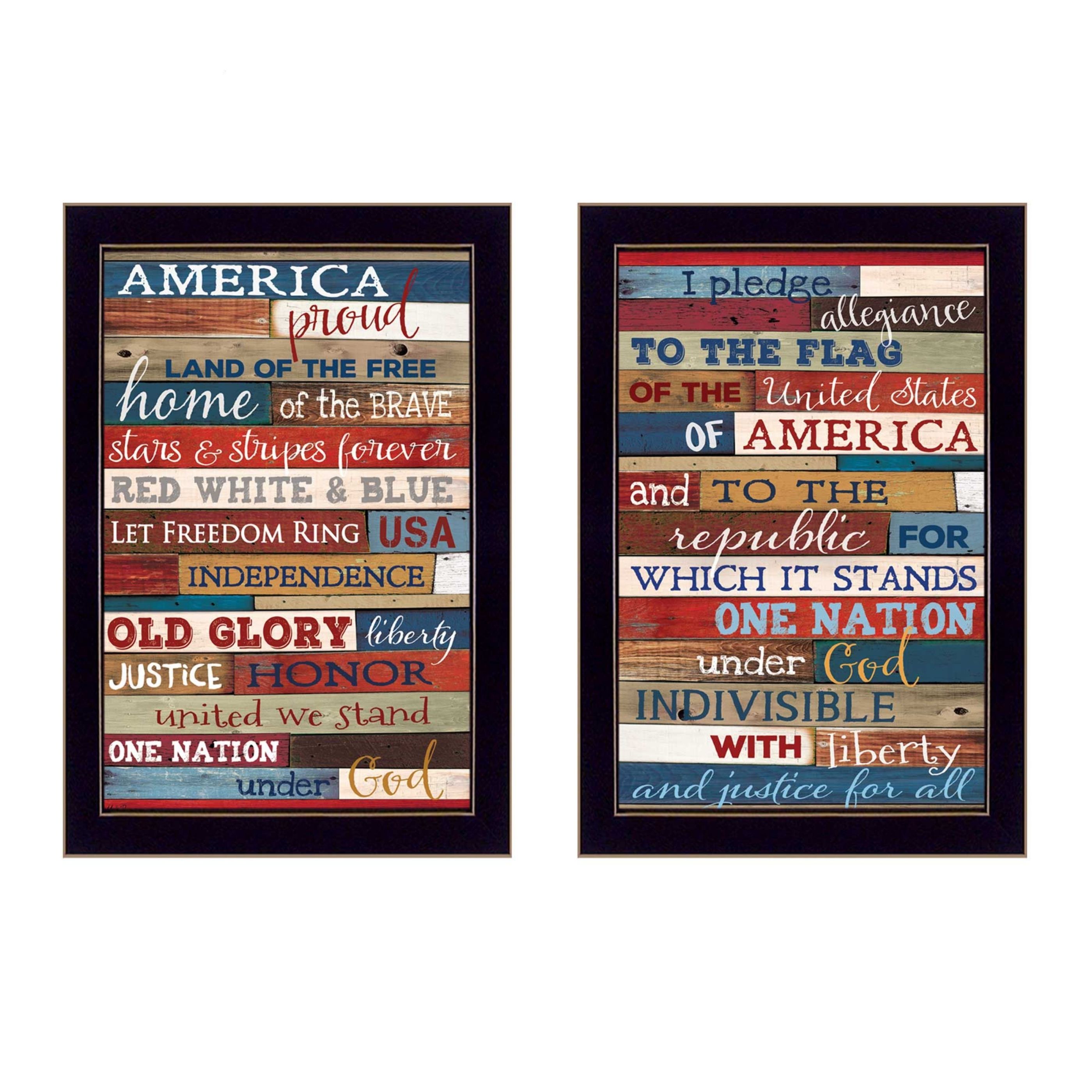 "America Proud II Collection" 2-Piece Vignette By Marla Rae, Printed Wall Art, Ready To Hang Framed Poster, Black Frame