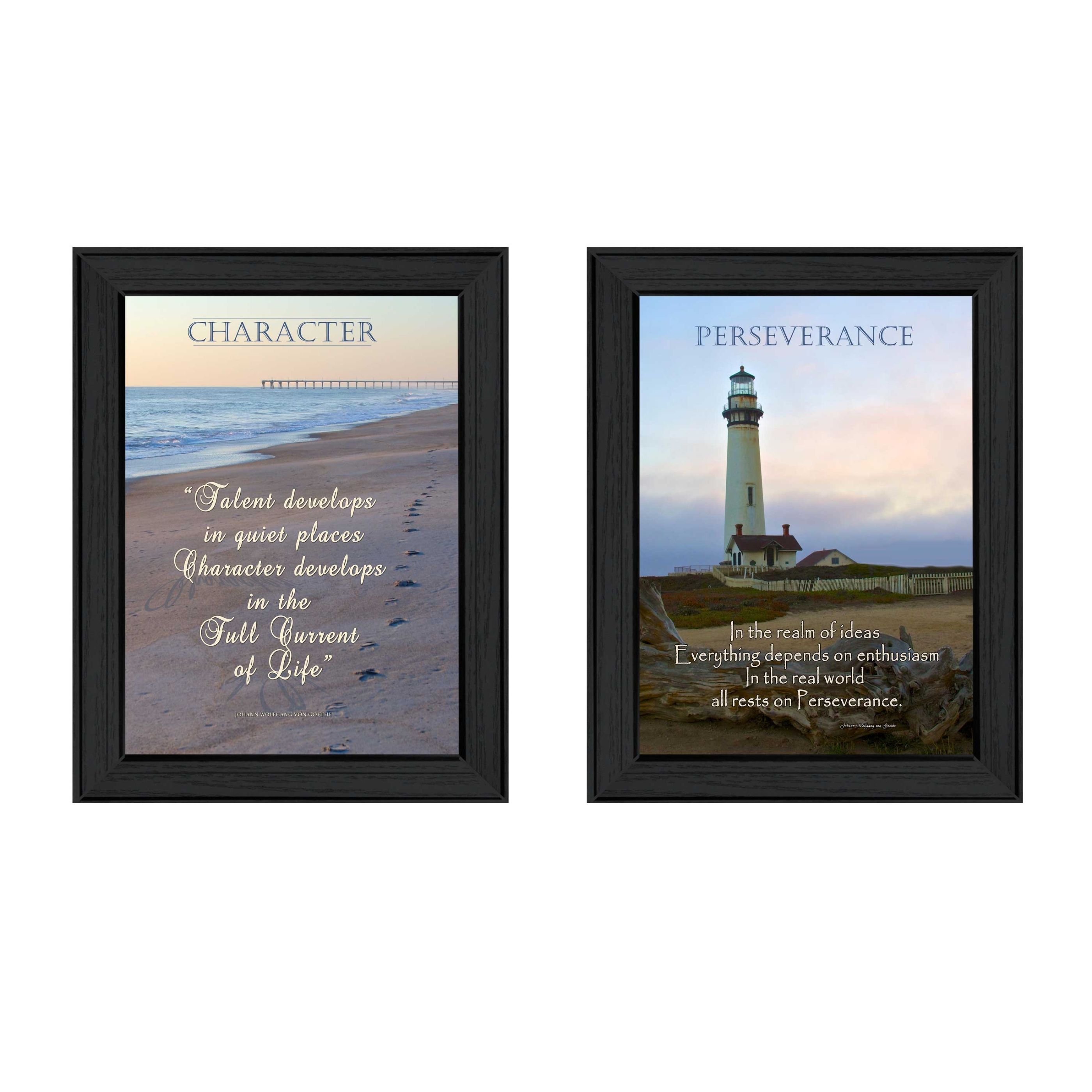 "Character Collection" 2-Piece Vignette By Trendy Decor4U, Printed Wall Art, Ready To Hang Framed Poster, Black Frame