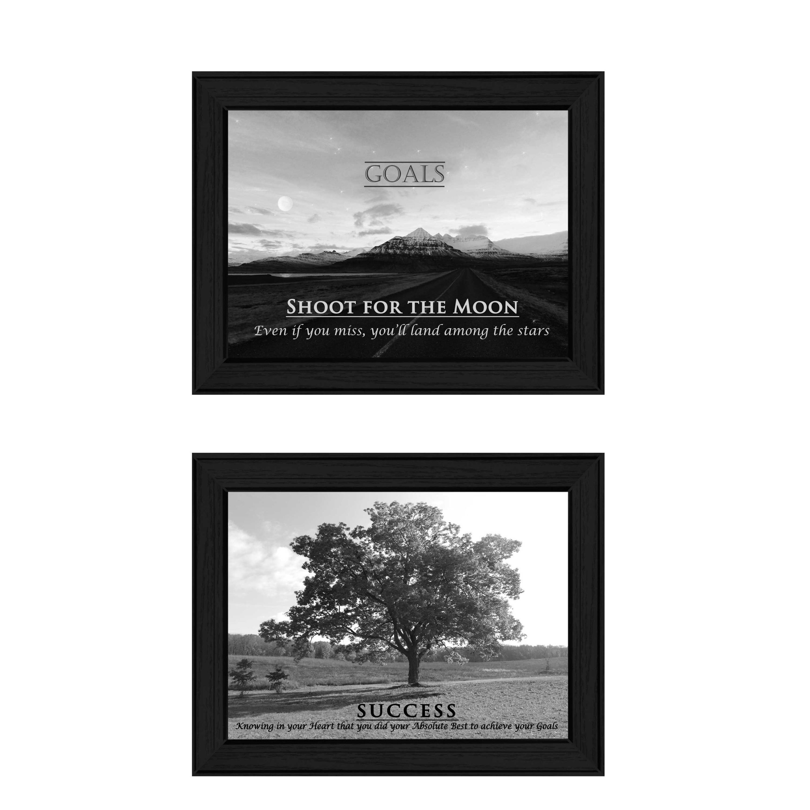 "Success Collection" 2-Piece Vignette By Trendy Decor4U, Printed Wall Art, Ready To Hang Framed Poster, Black Frame