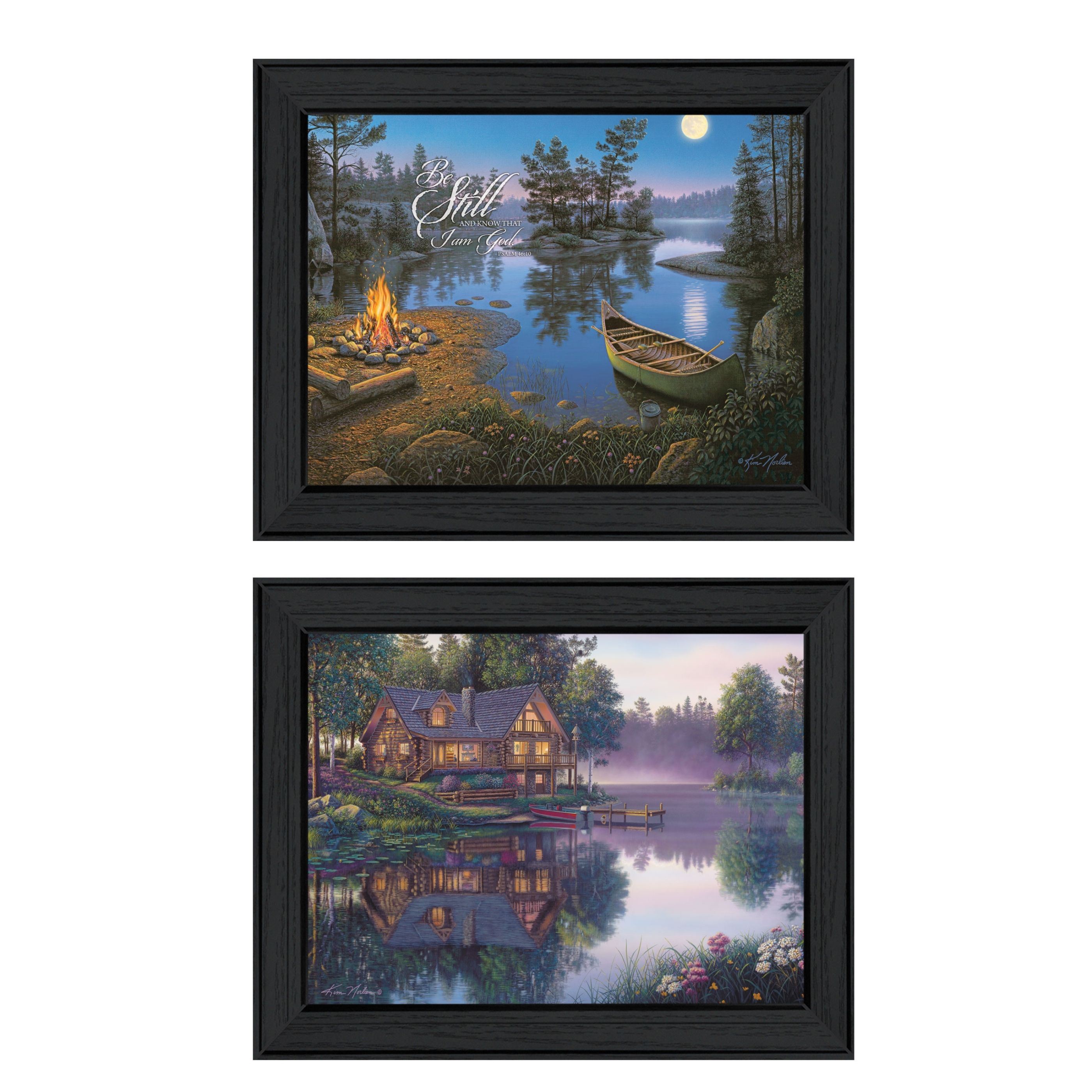 "Cabin Fever Collection" 2-Piece Vignette By Kim Norlien, Printed Wall Art, Ready To Hang Framed Poster, Black Frame